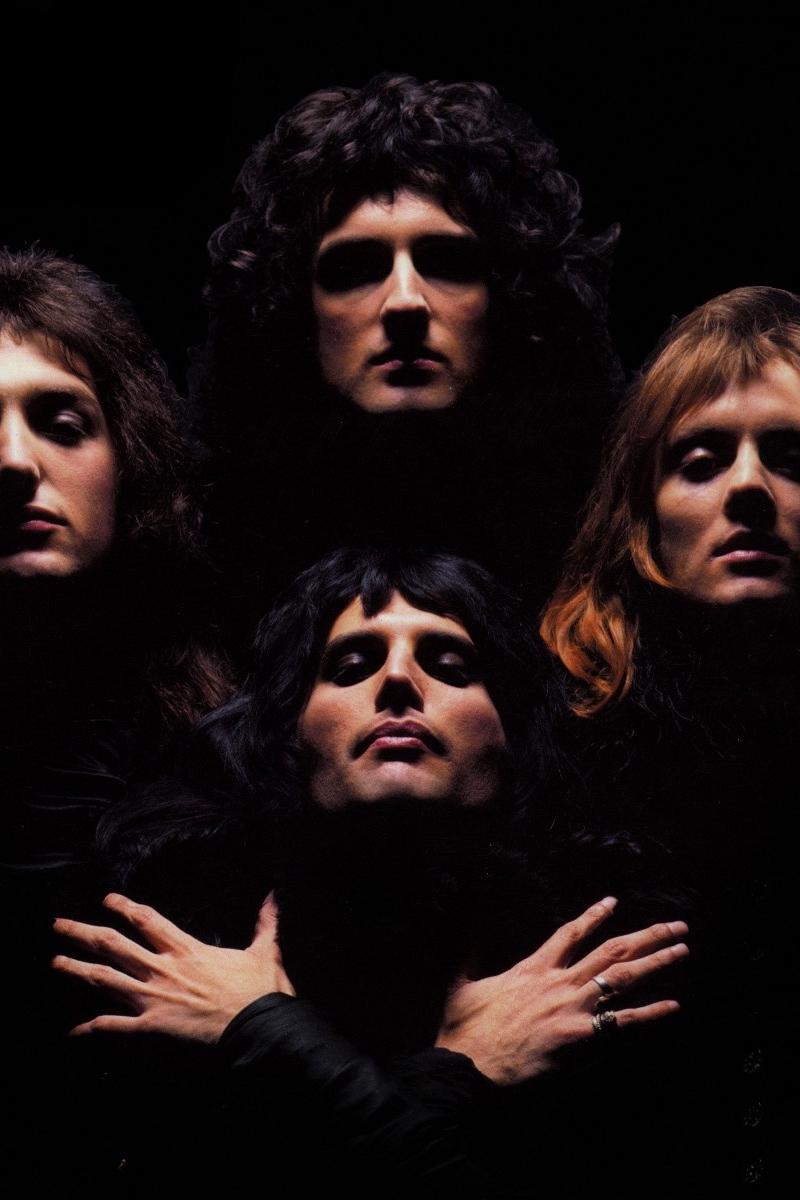 Download wallpaper 800x1200 queen, band, members, youth, hair iphone