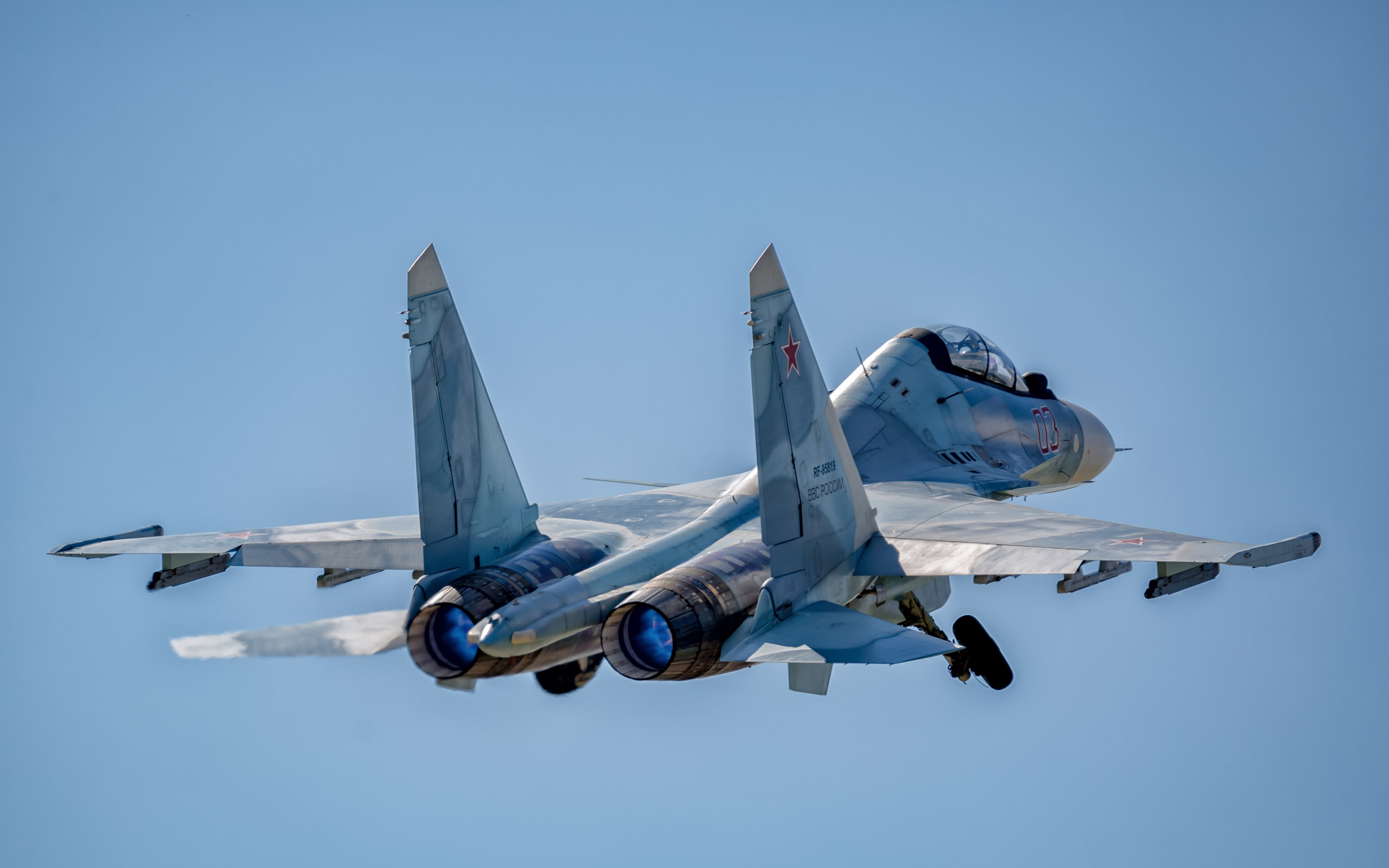 Download 3840x2400 wallpaper military, sky, sukhoi su- aircraft
