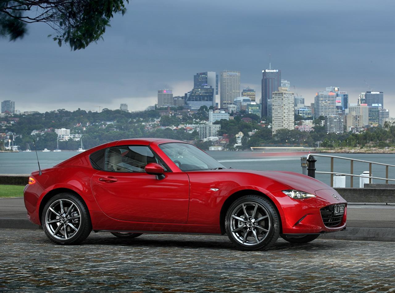 Wallpaper Mazda 2017 MX 5 RF GT Red Cars Side Metallic