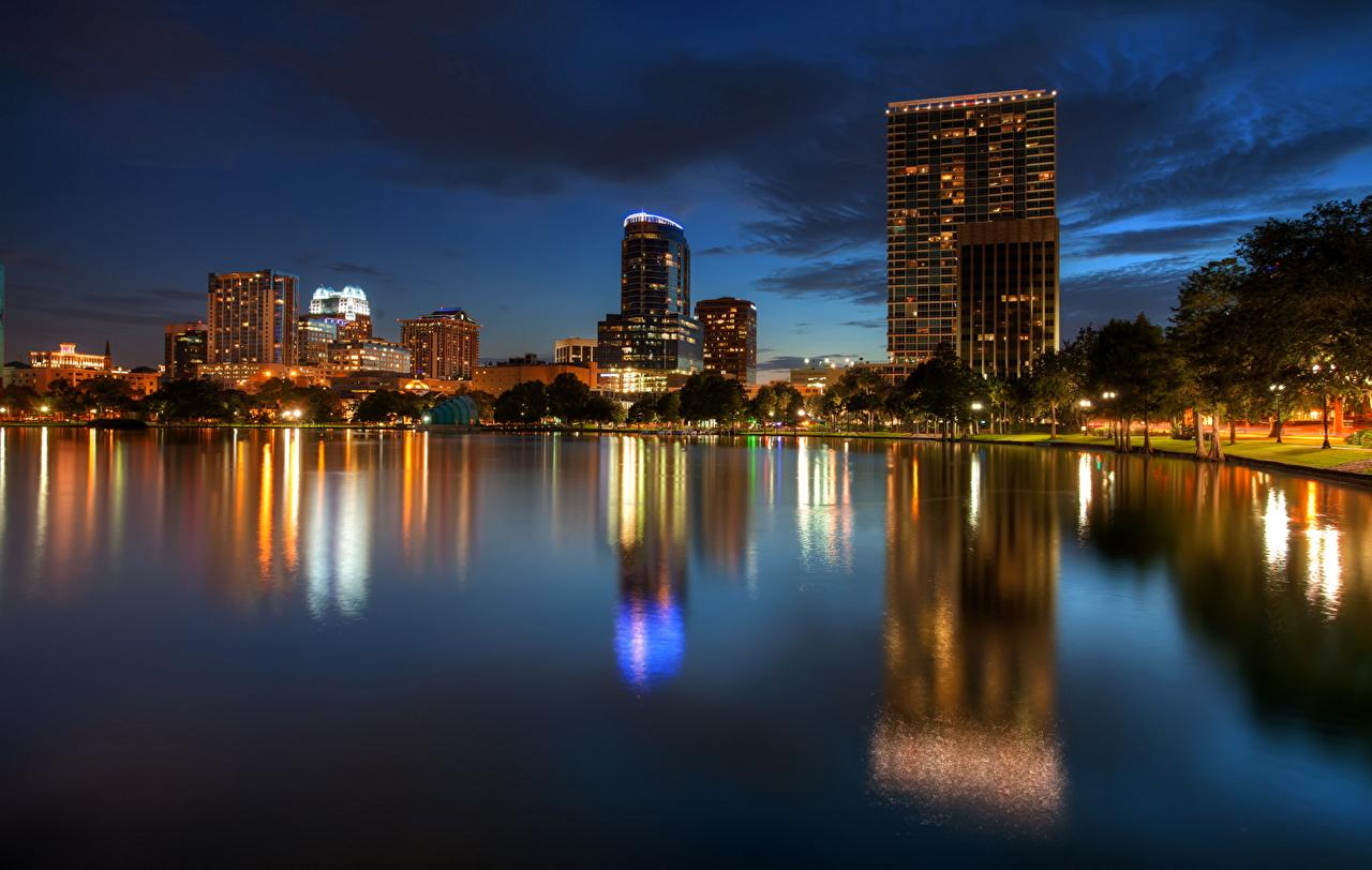 Wallpaper Florida USA Orlando Night Coast Cities