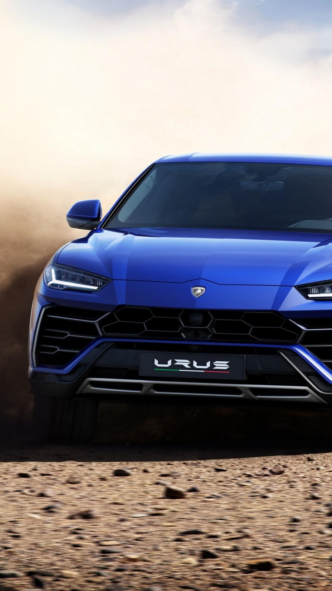Download 1080x1920 Lamborghini Urus, Suv, Off Road, Blue, Cars