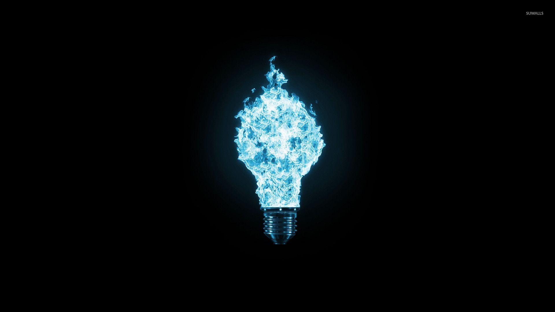 Blue flaming light bulb wallpaper Art wallpaper