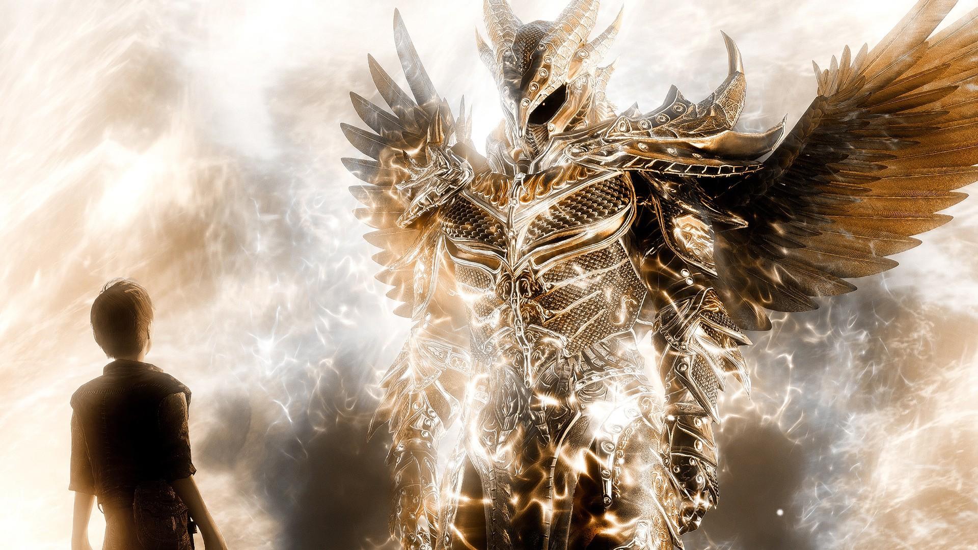 A man and a demon in golden armor wallpaper and image