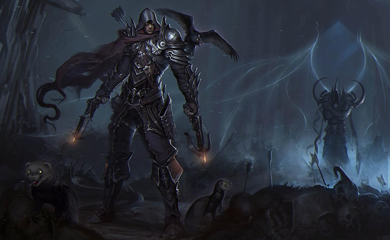 Wallpaper Diablo Crows armour Archers Demons Man demon hunter
