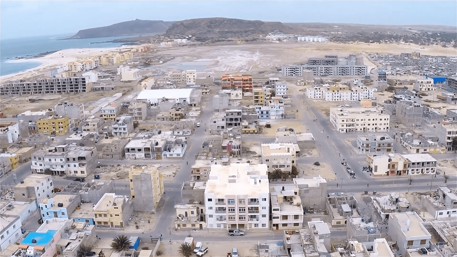 Aerial view of Sal Rei city in Boavista Cape Verde Verde