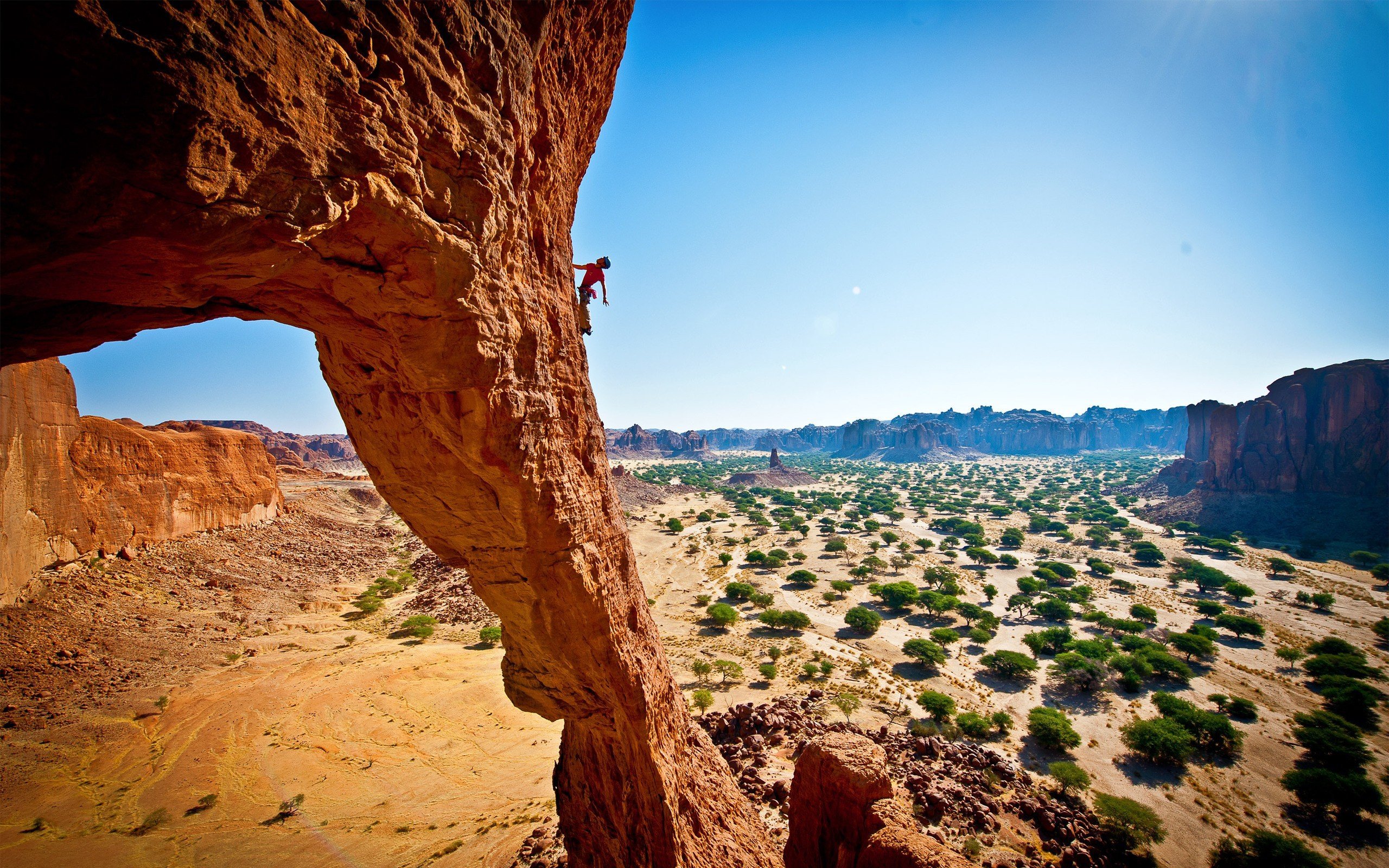 Landscapes nature deserts mountaineers rock climbing shrubs rock