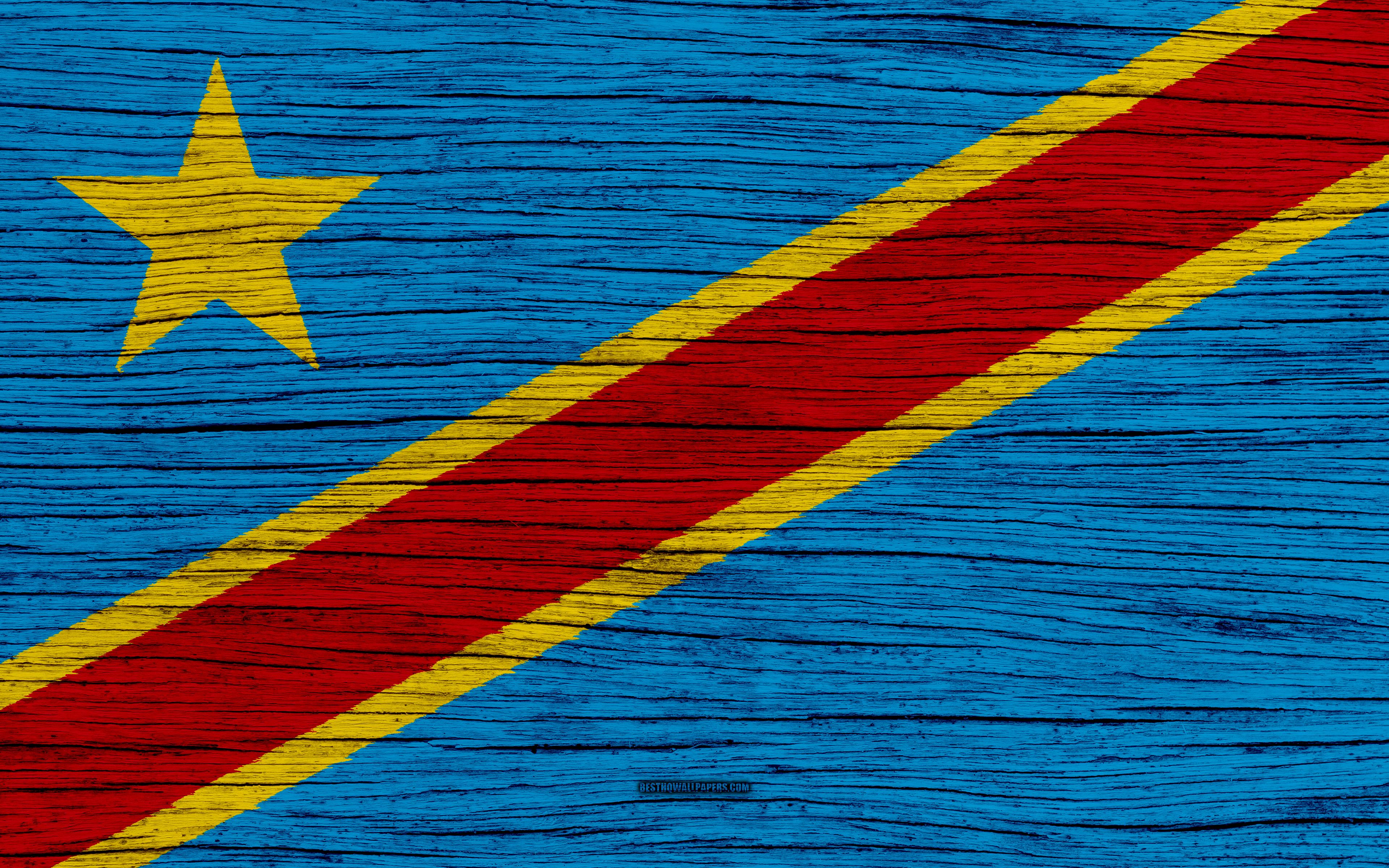 Download wallpaper Flag of Democratic Republic of the Congo, 4k