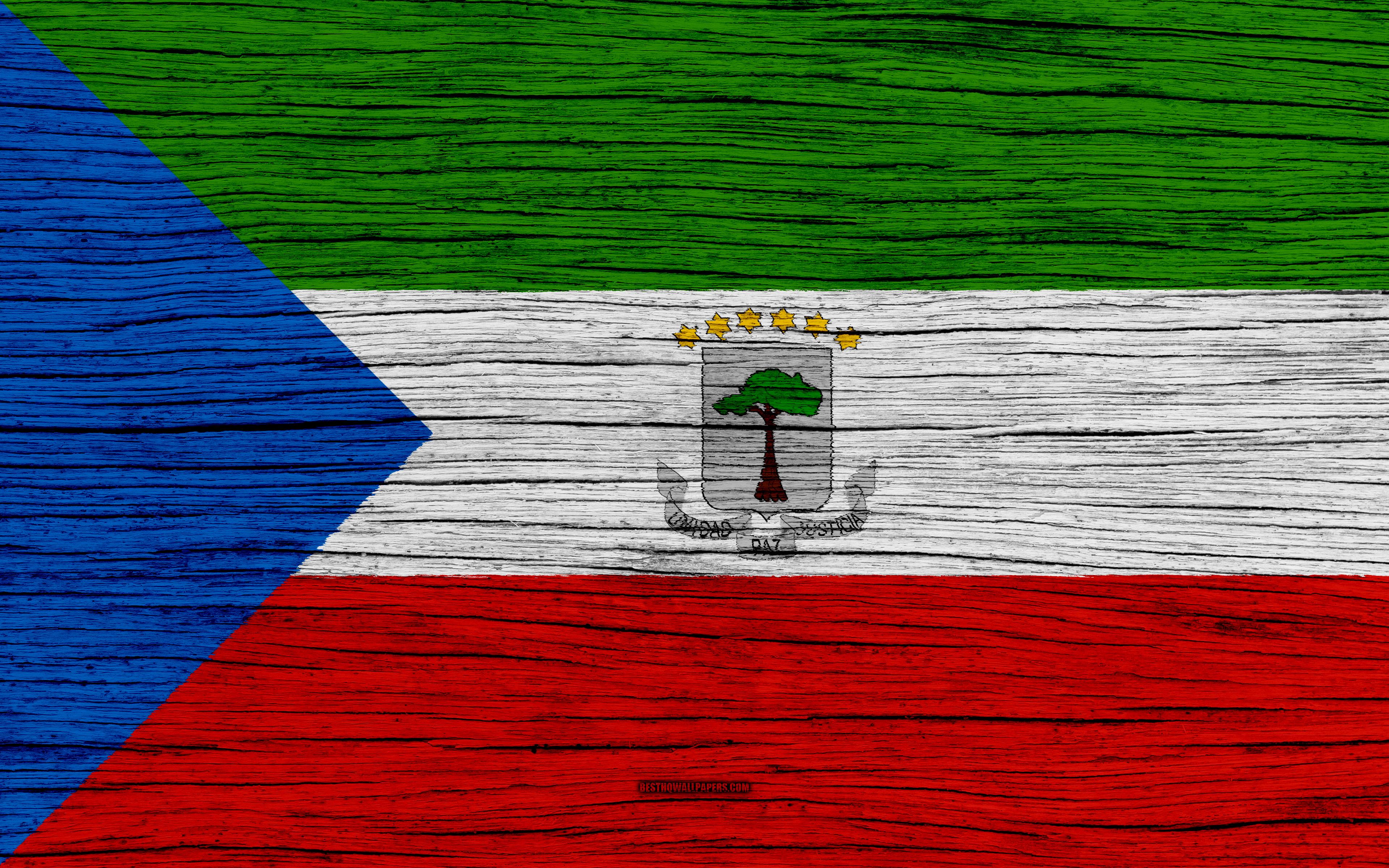 Download wallpaper Flag of Equatorial Guinea, 4k, Africa, wooden