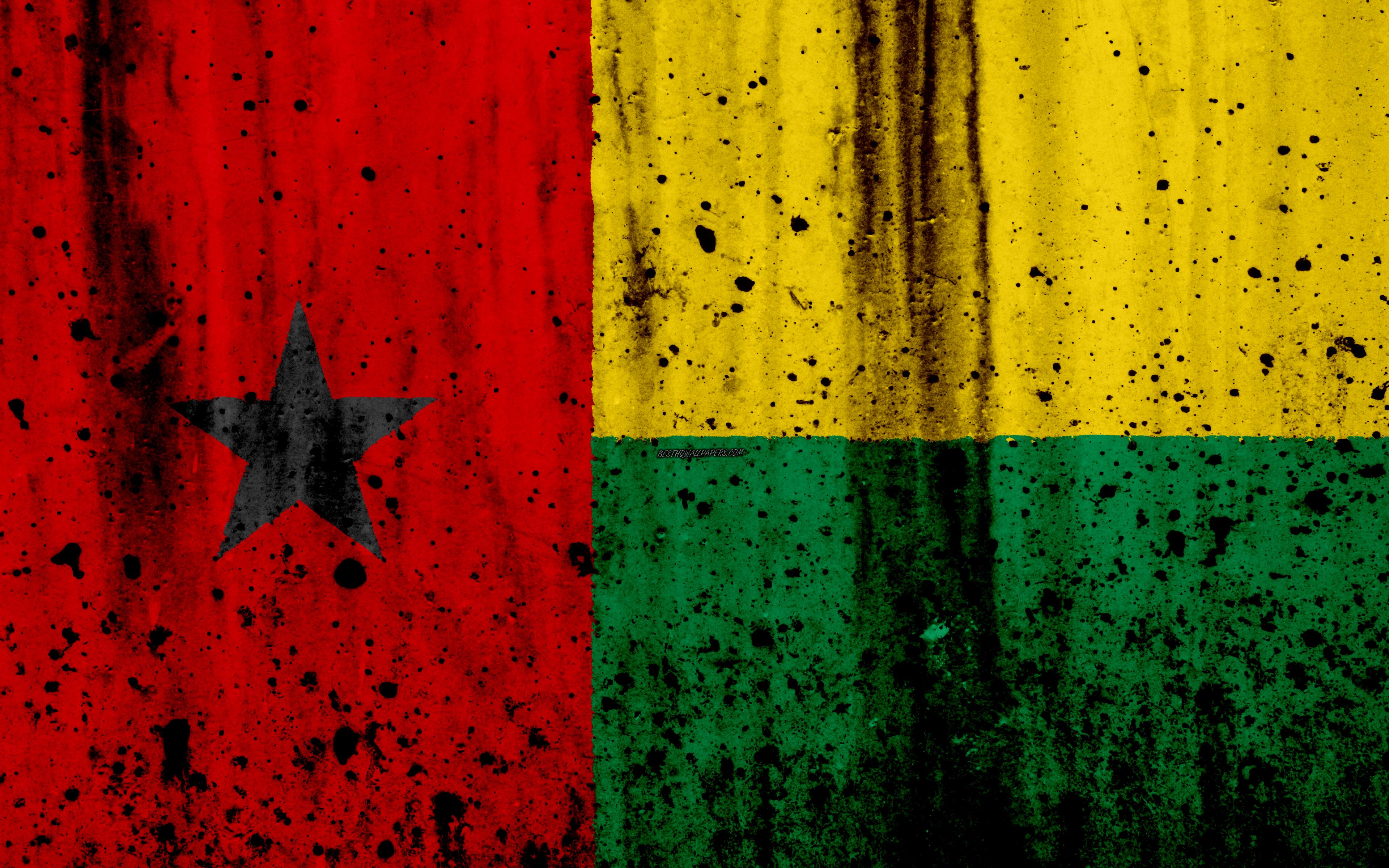Download Wallpaper Guinea Bissau Flag, 4k, Grunge, Flag Of Guinea