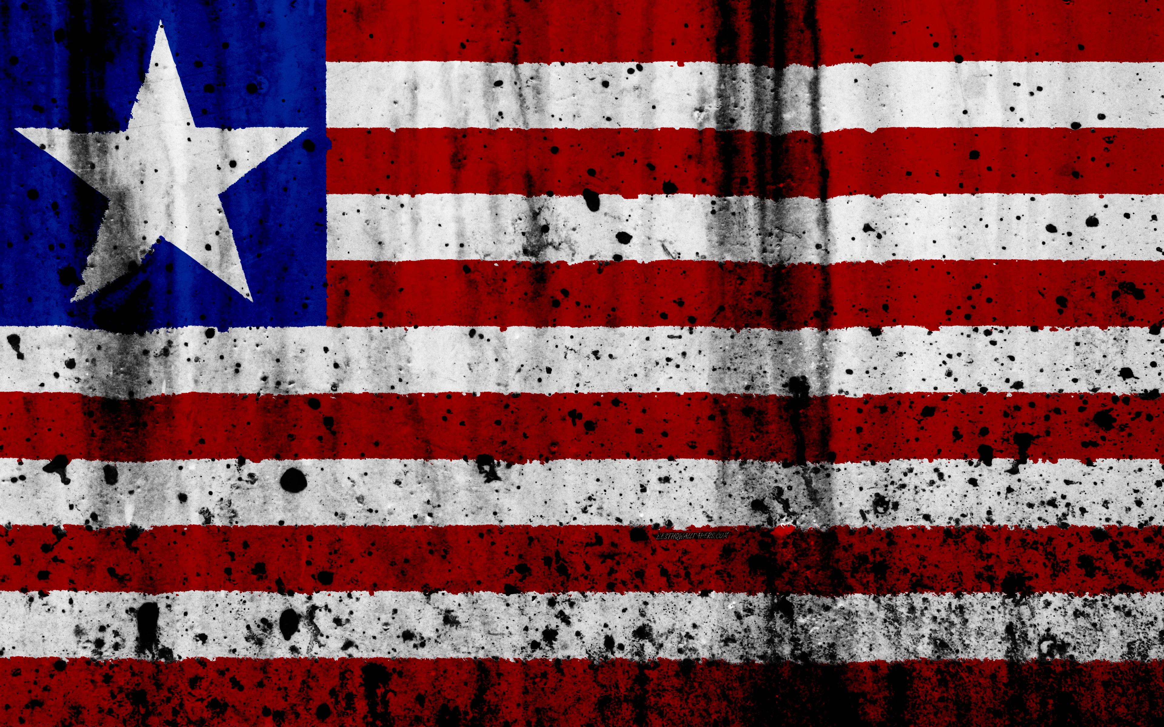 Download wallpaper Liberian flag, 4k, grunge, flag of Liberia