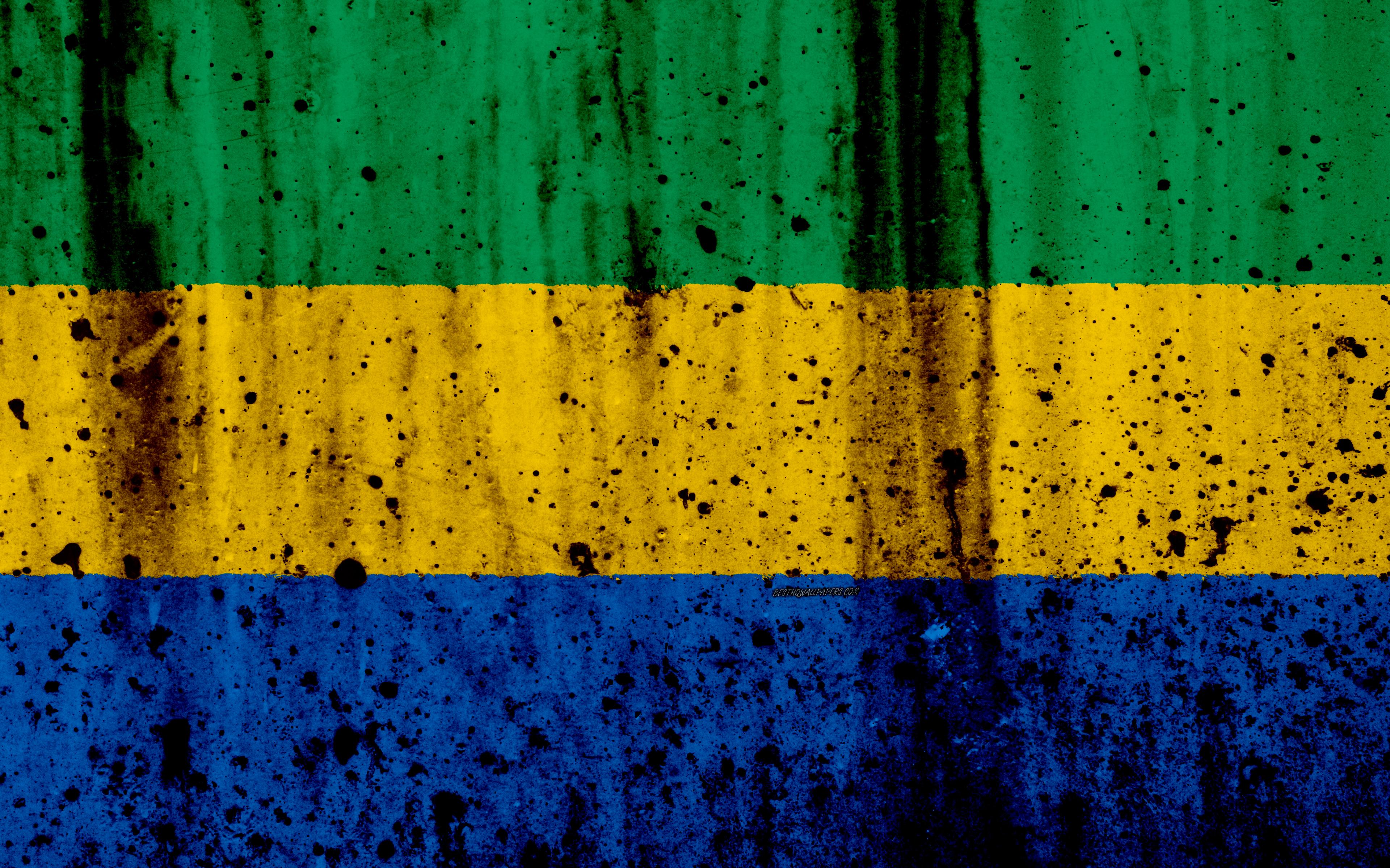 Download wallpaper Gabonese flag, 4k, grunge, flag of Gabon, Africa