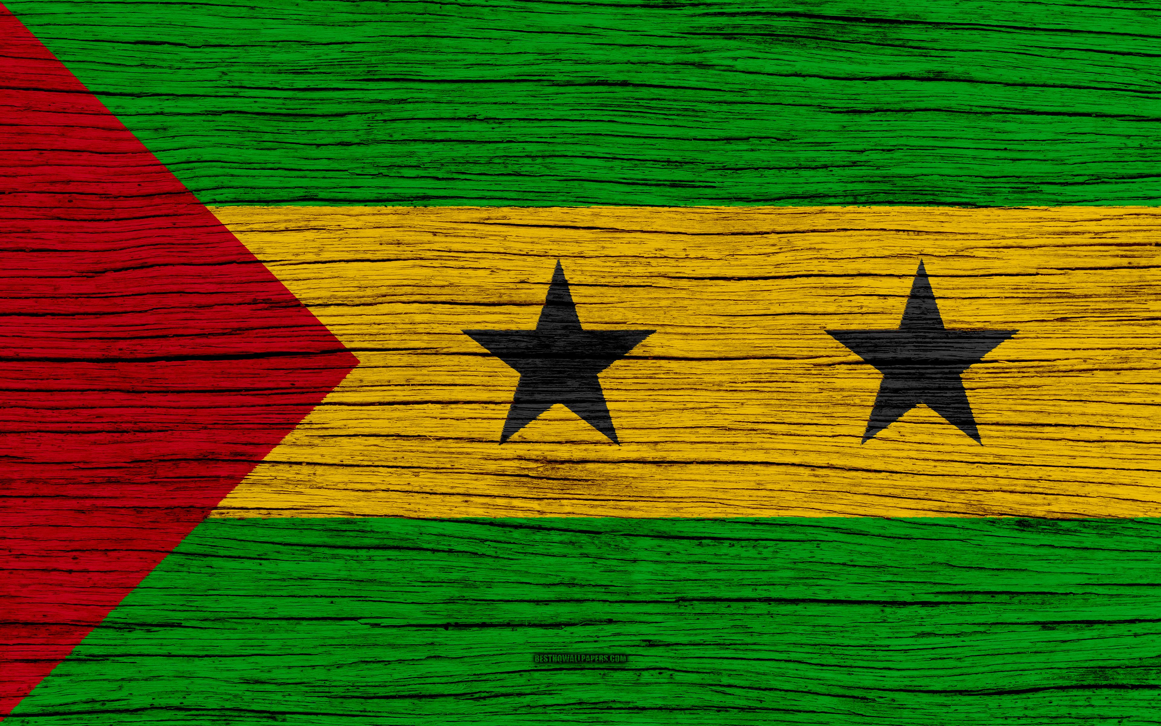 Download wallpaper Flag of Sao Tome and Principe, 4k, Africa