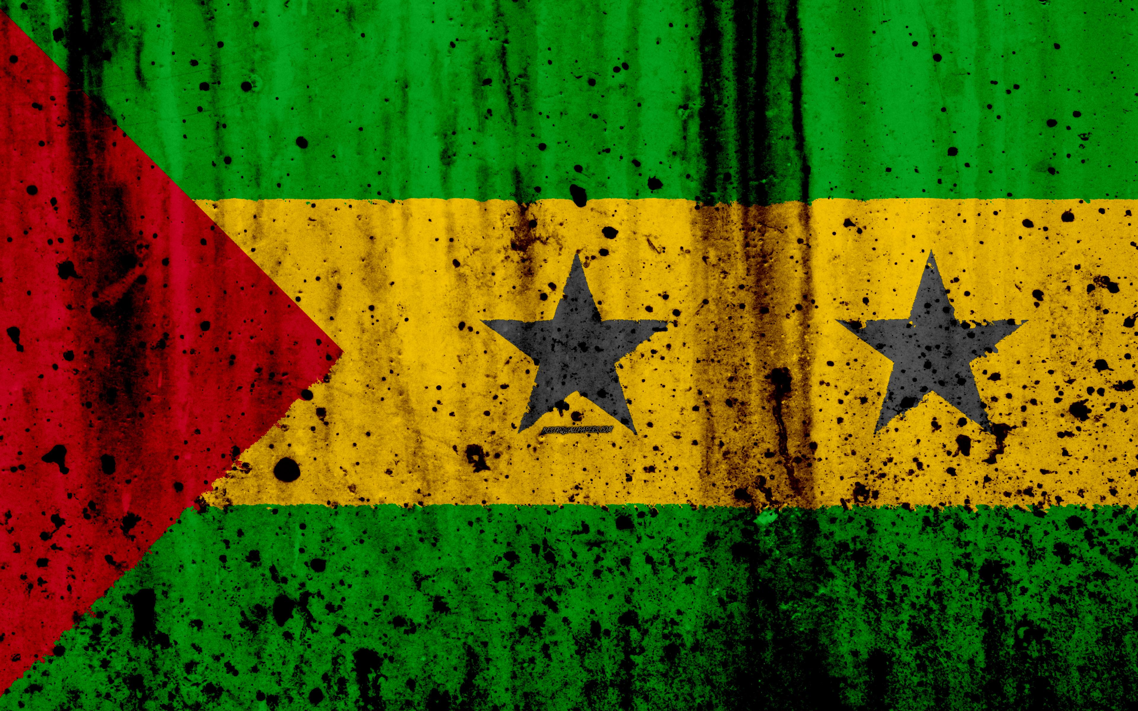 Download wallpaper Sao Tome and Principe flag, 4k, grunge, flag