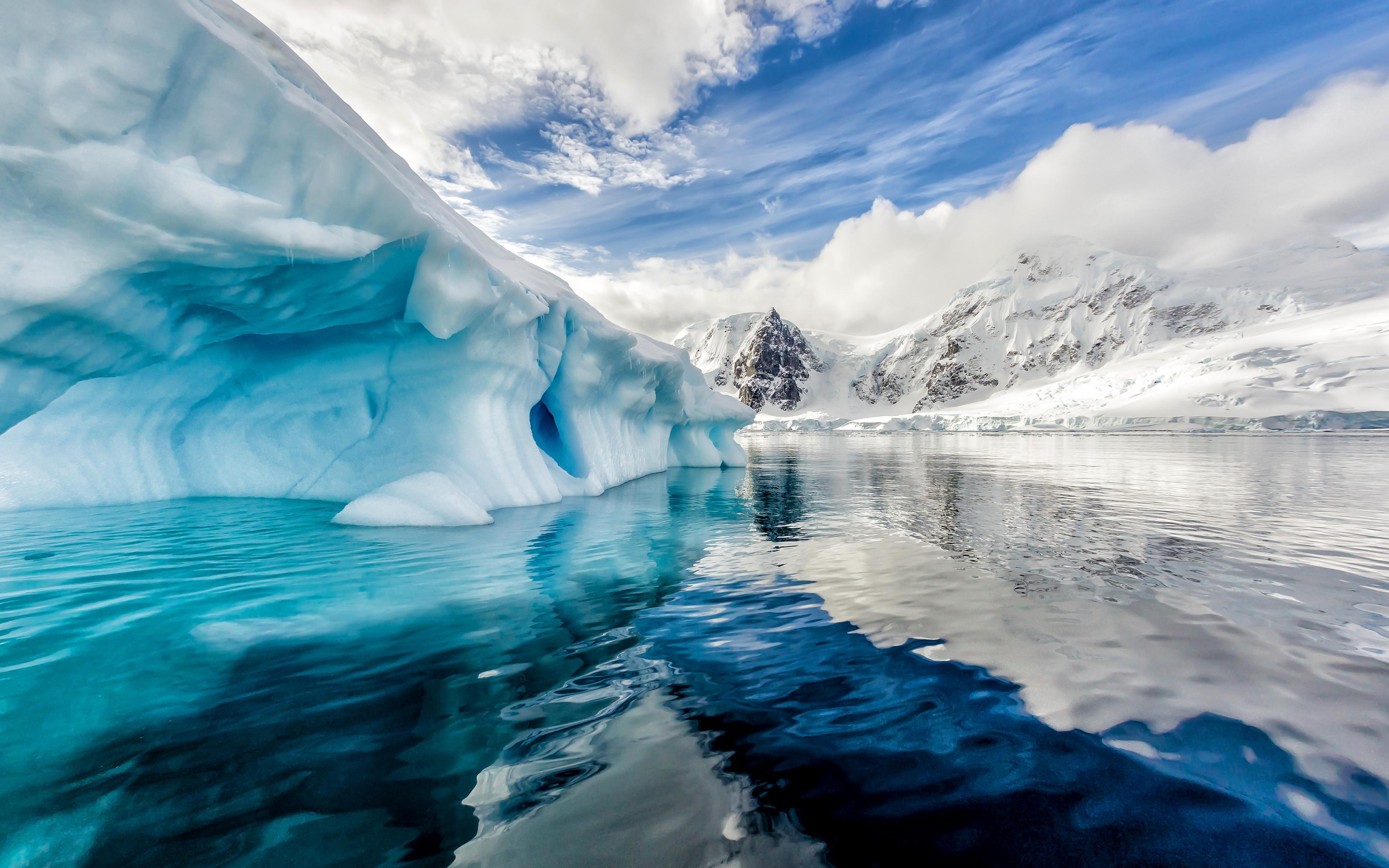 Download wallpaper Antarctica, 4k, iceberg, South ocea, glaciers