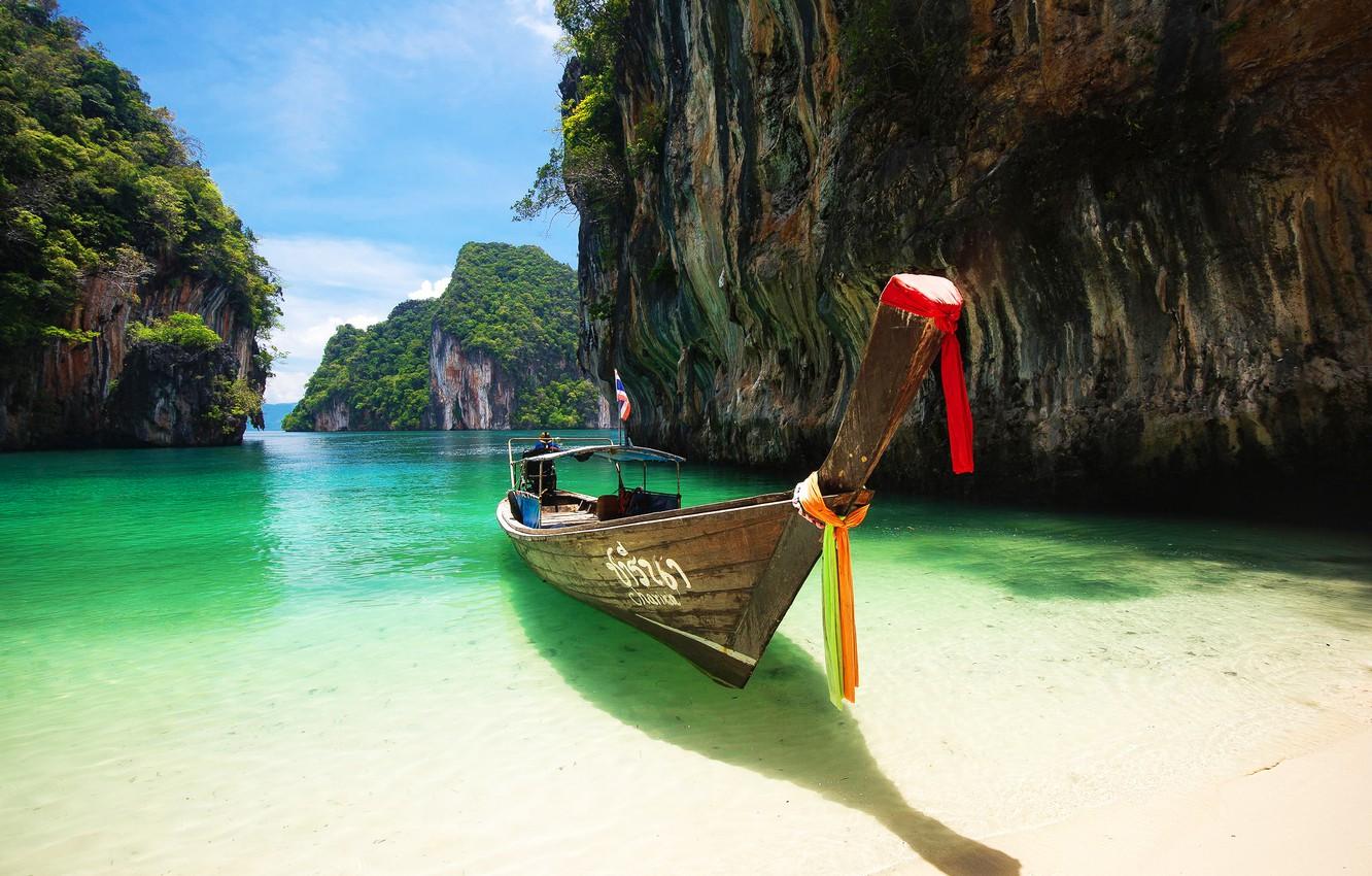 Wallpaper sand, sea, beach, landscape, rocks, boat, Thailand, Phuket