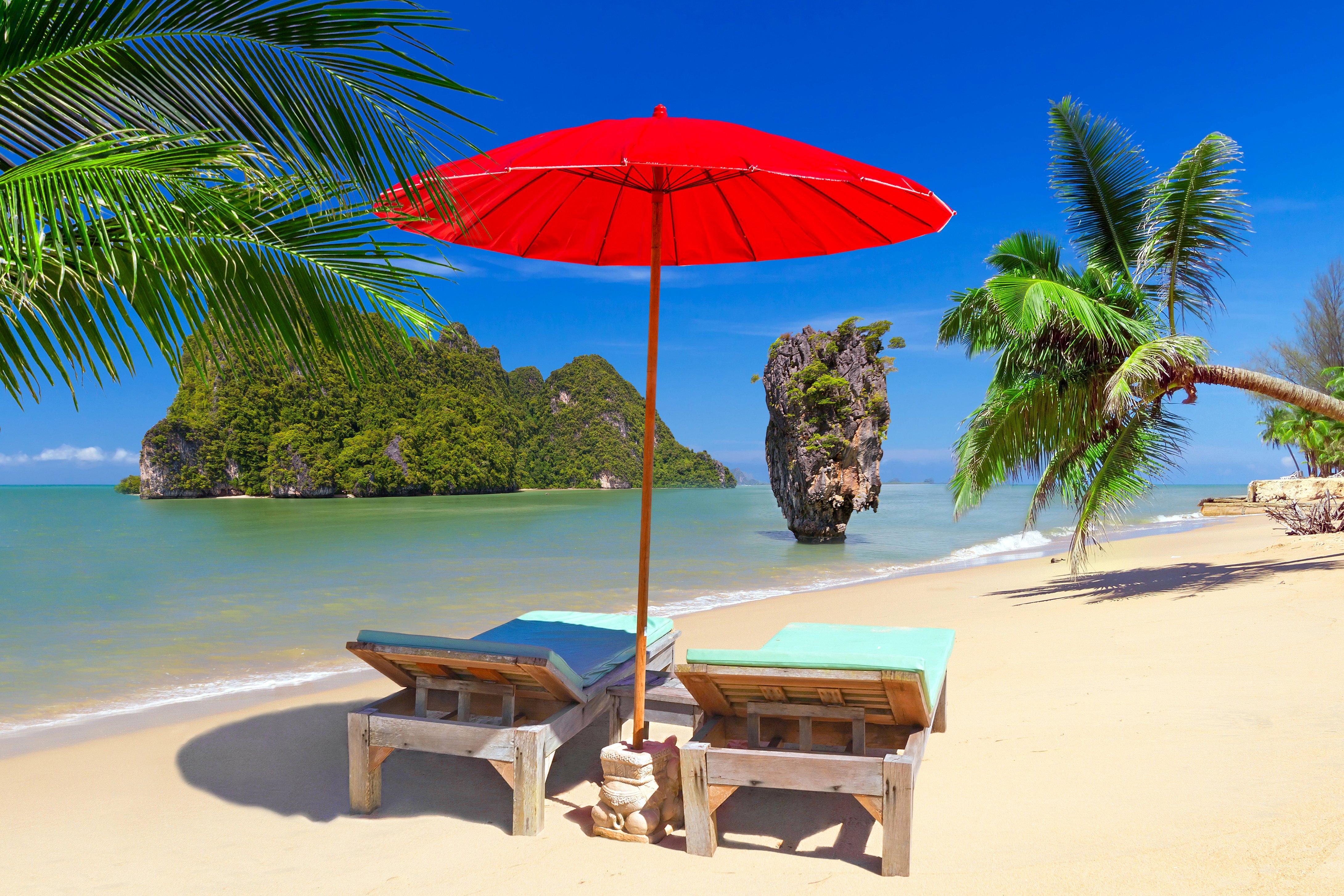 palma, nature, cool image, umbrella, peace, coast, sand, hd beach