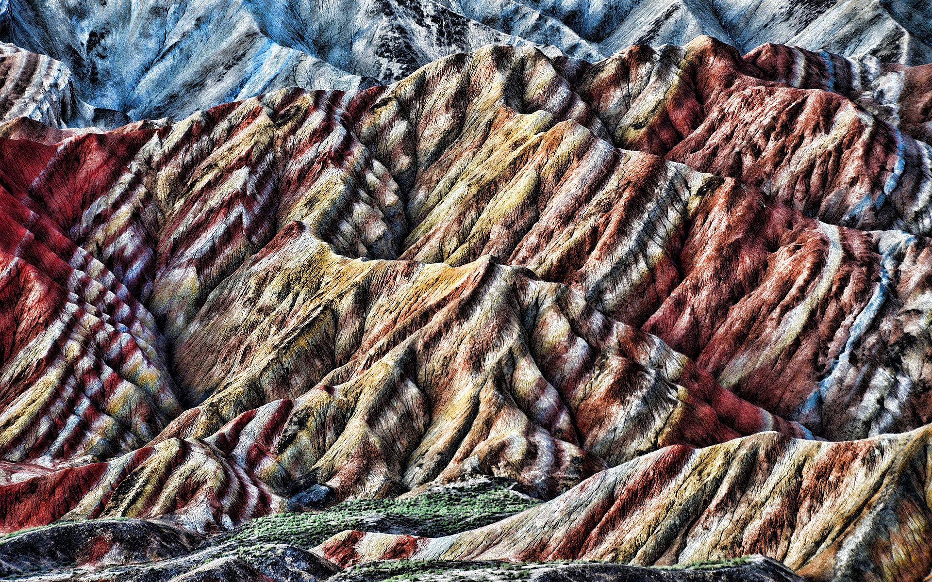 Download wallpaper Rainbow Mountains, Zhangye Danxia Landform