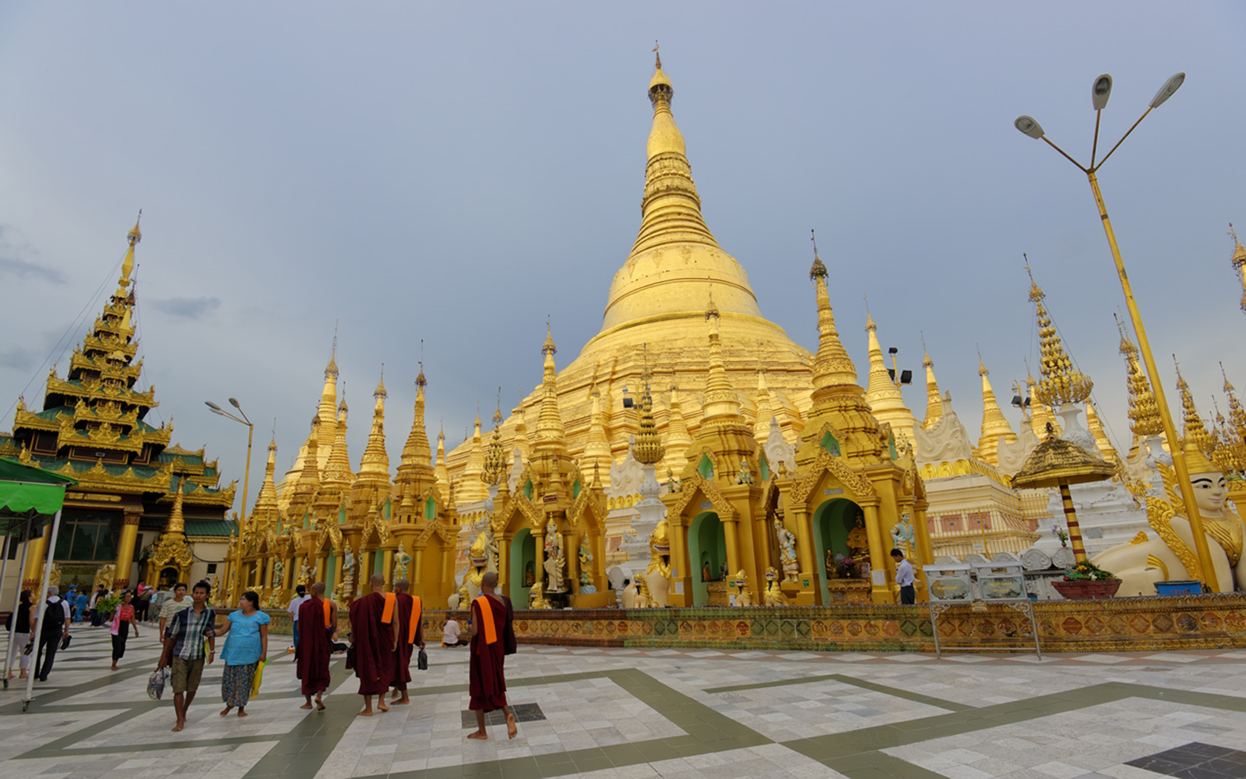 Sacred Buddhist Place Shwedagon Pagoda. Yangon, Myanmar burma