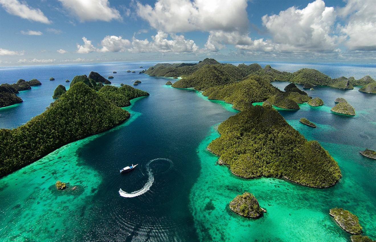 Indonesia, #island, #sea, #Raja Ampat, #tropical, #aerial view