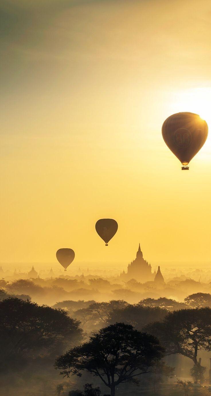 hot air ballon Bagan, Myanmar. Beautiful Wallpaper