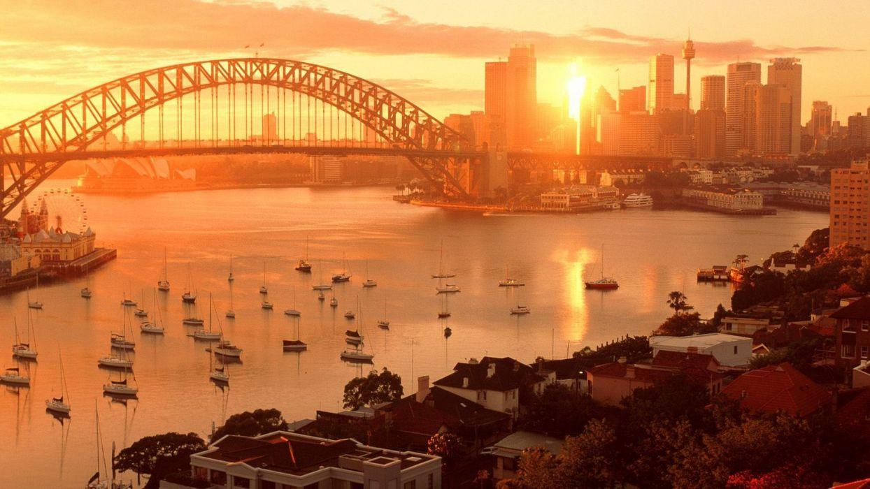 Sun Sydney Australia Sydney Harbour Bridge wallpaperx1080