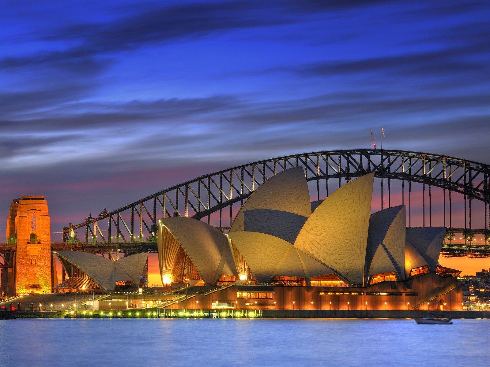 Night opera house Australia Harbor Sydney Opera House Sydney Harbour
