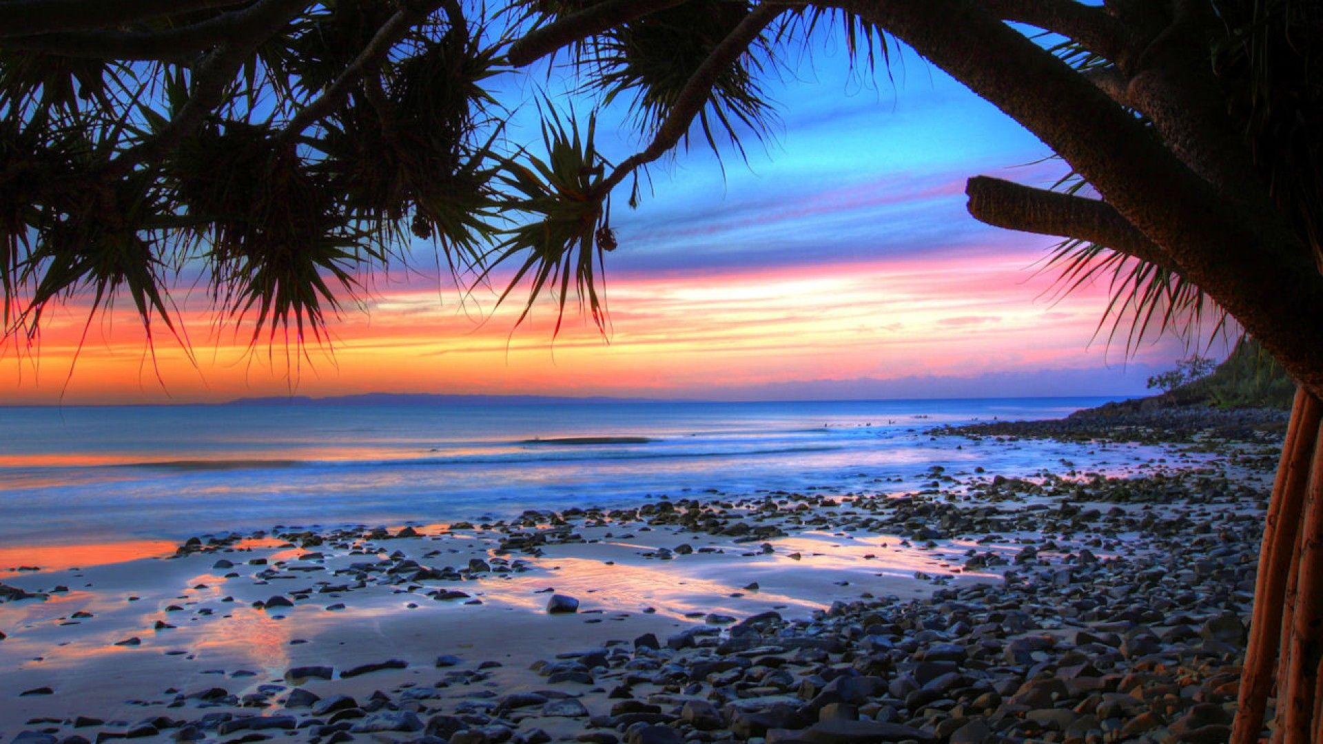 HD Sunset On Beach In Noosa Np Australia Wallpaper. SUNRISE AND