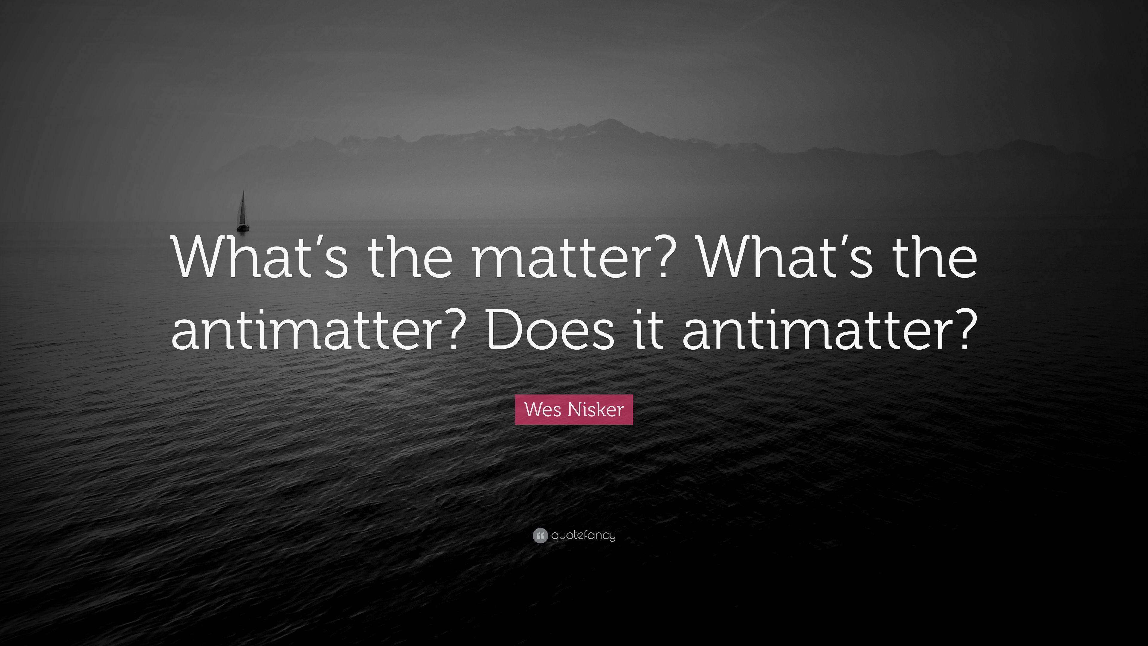 Wes Nisker Quote: “What's the matter? What's the antimatter? Does it