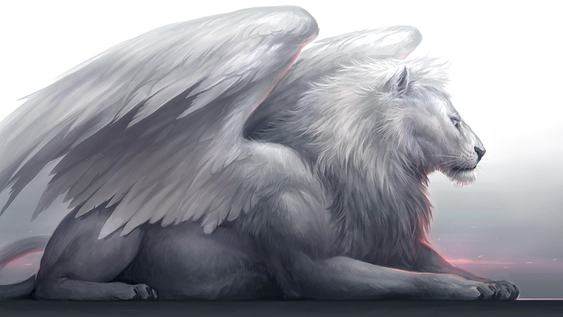 White Lion With Wings Wallpaper 00891