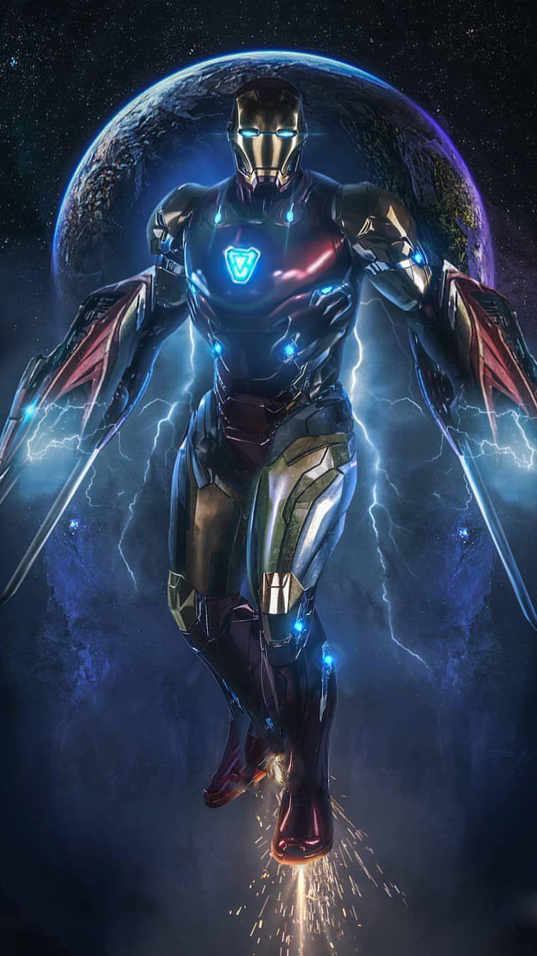 Iron Man in Space Avengers Endgame iPhone Wallpaper. Traje de