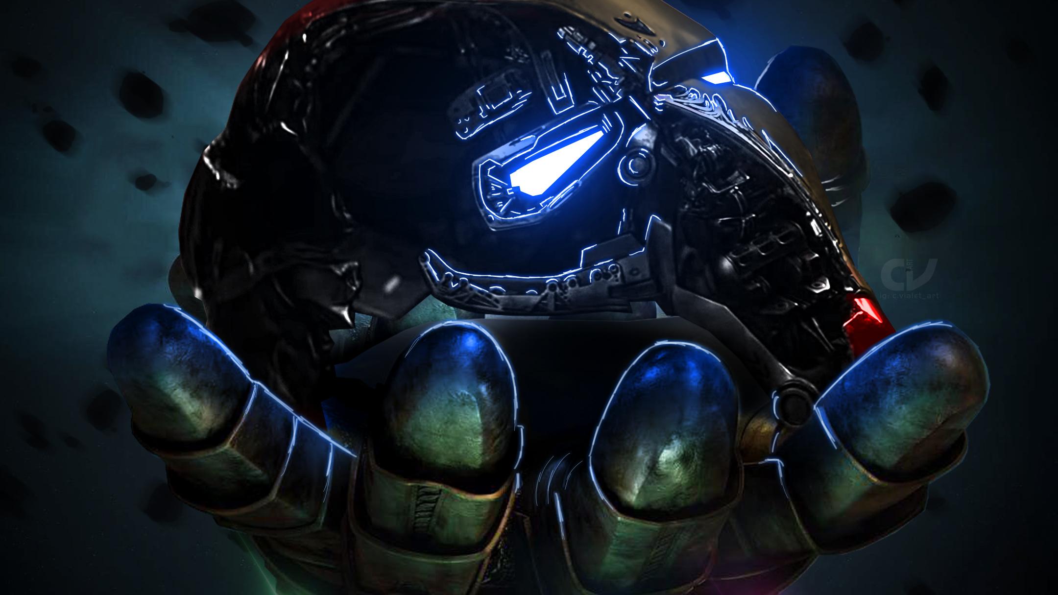 Thanos Infinity Gauntlet Holding Iron Man Mask, HD Superheroes, 4k