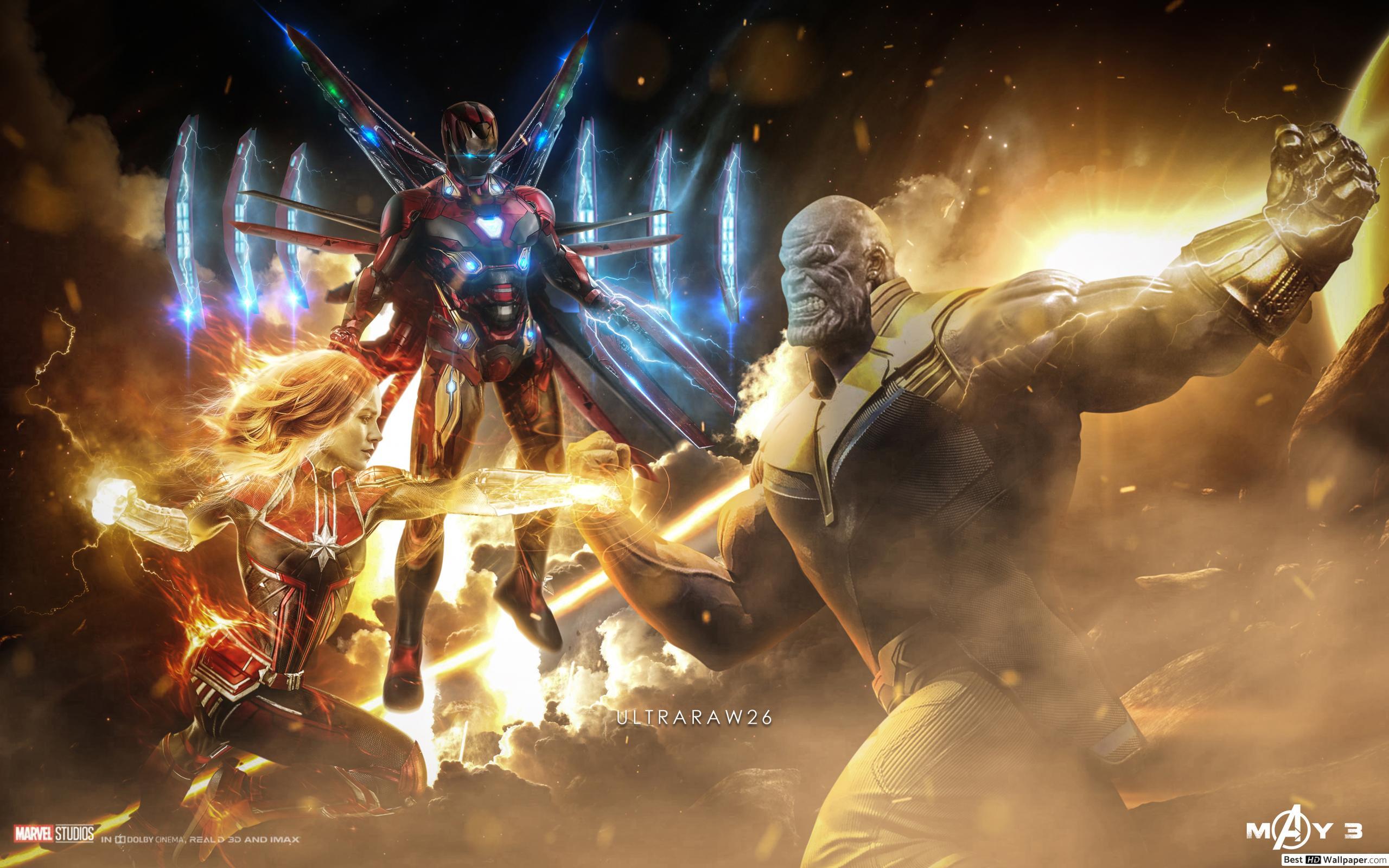 Endgame vs Iron man and Captain marvel HD wallpaper