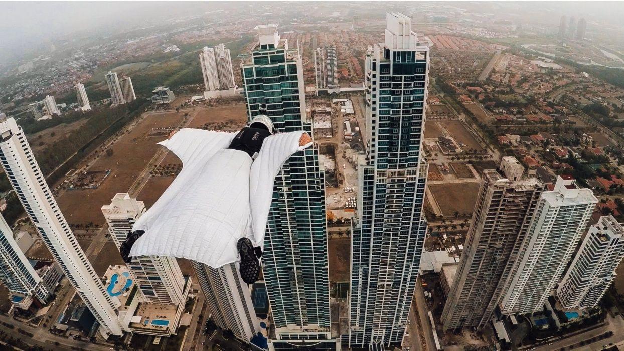Wingsuit Panama City Skyline wallpaperx1080