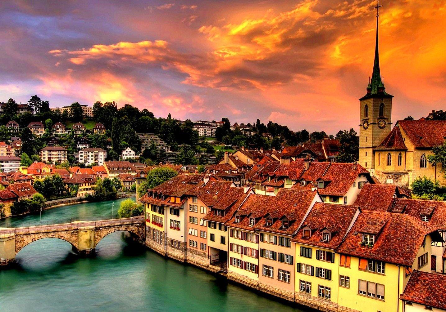 Bern, Switzerland Cityscape Bakgrund and Bakgrundx1006
