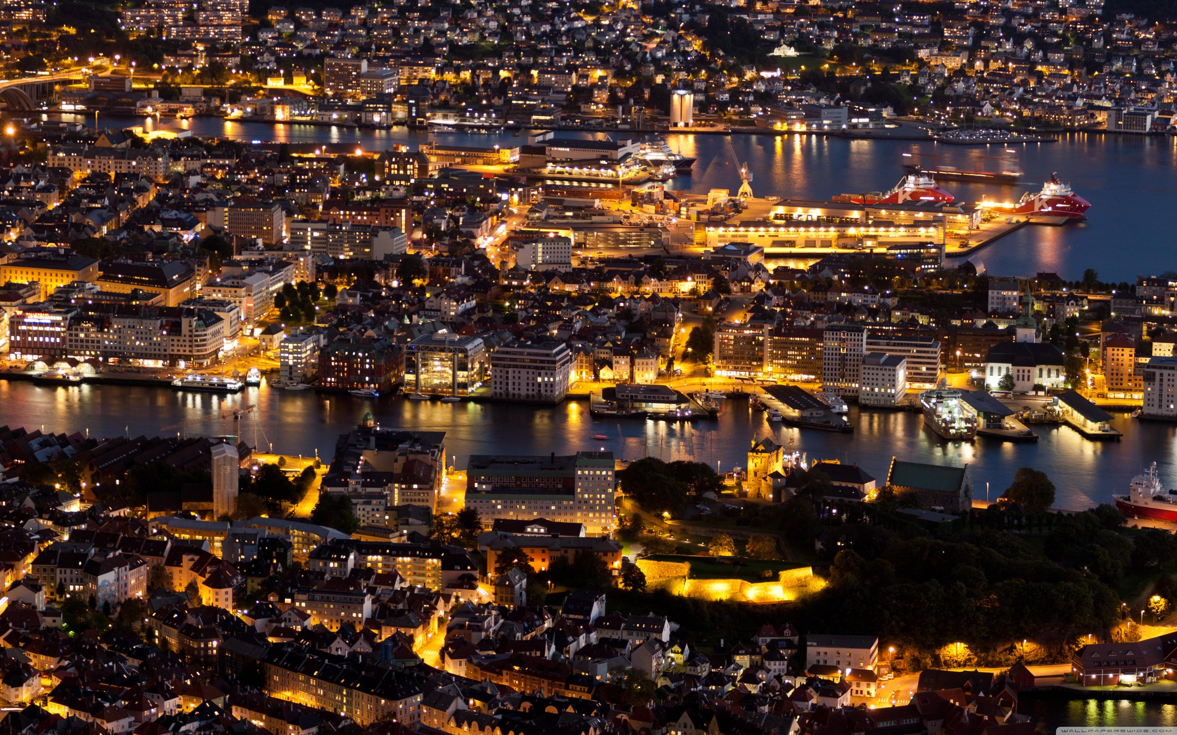 Bergen At Night Panorama ❤ 4K HD Desktop Wallpaper for 4K Ultra HD