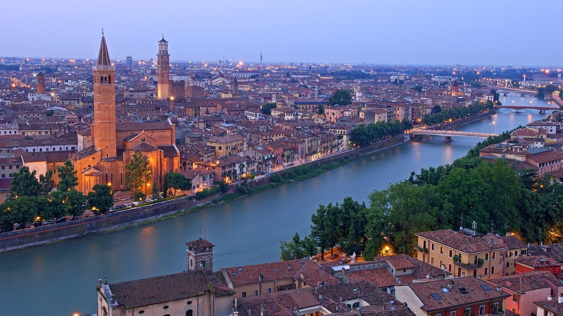 Verona, Italy, Adige river. Android wallpaper for free