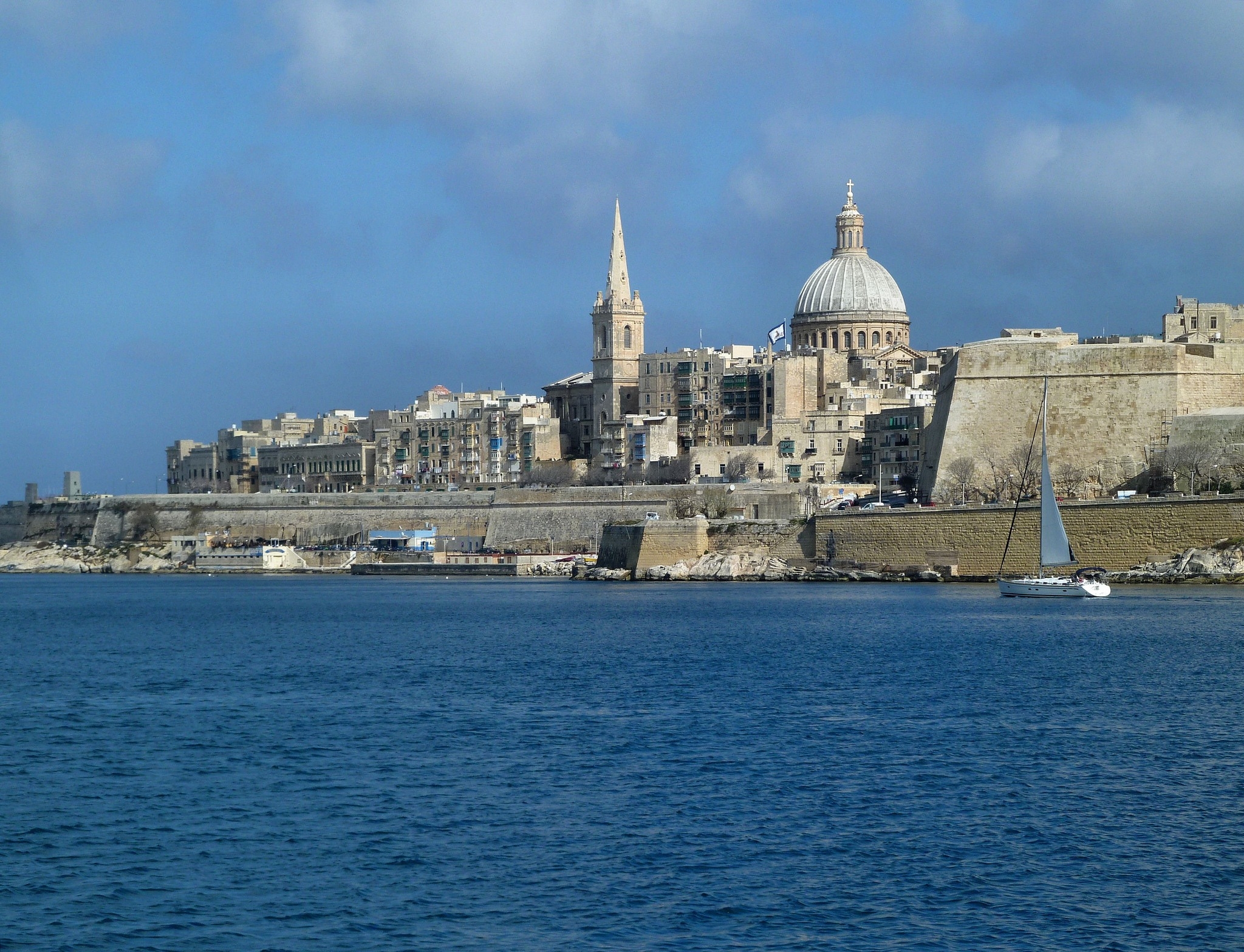 Wallpaper Valletta, sea, houses, sky, dome, Malta City, nature