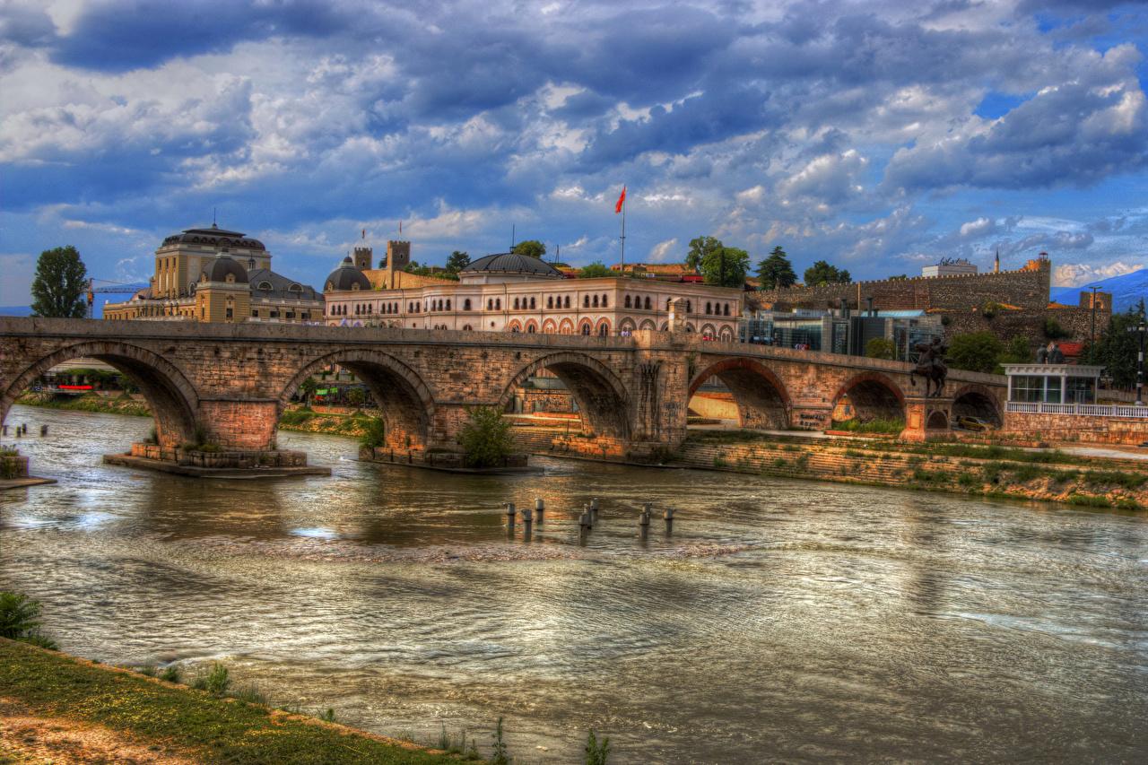 Image Skopje Macedonia HDR Bridges Rivers Cities Building