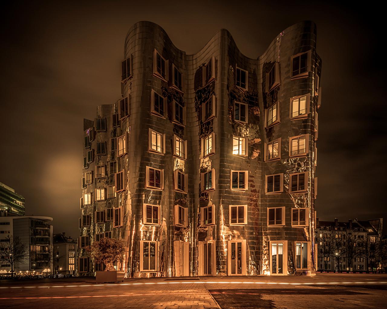Photo Germany Dusseldorf Street night time Cities Houses Design