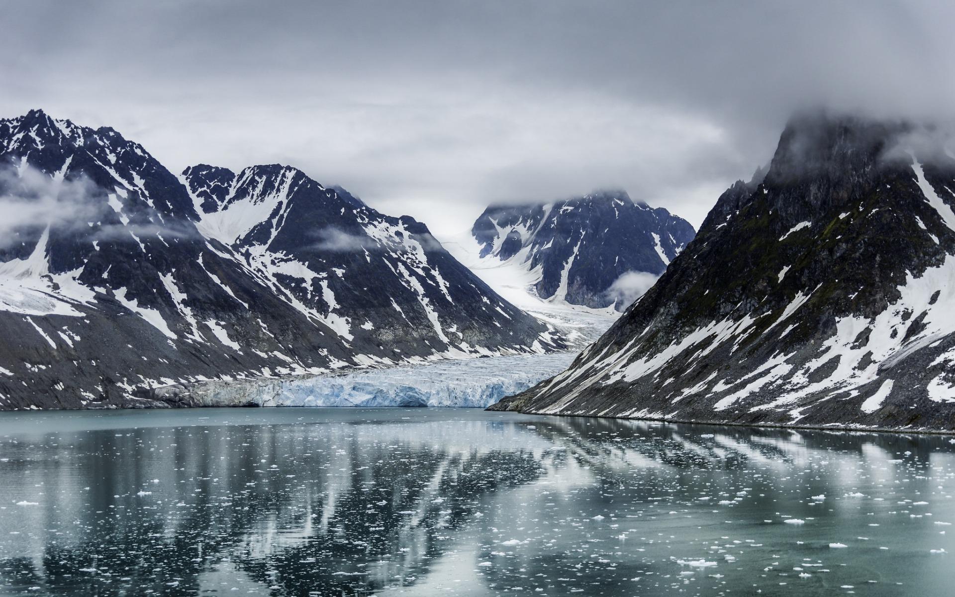 Download wallpaper Glacier, polar archipelago, sea, ice