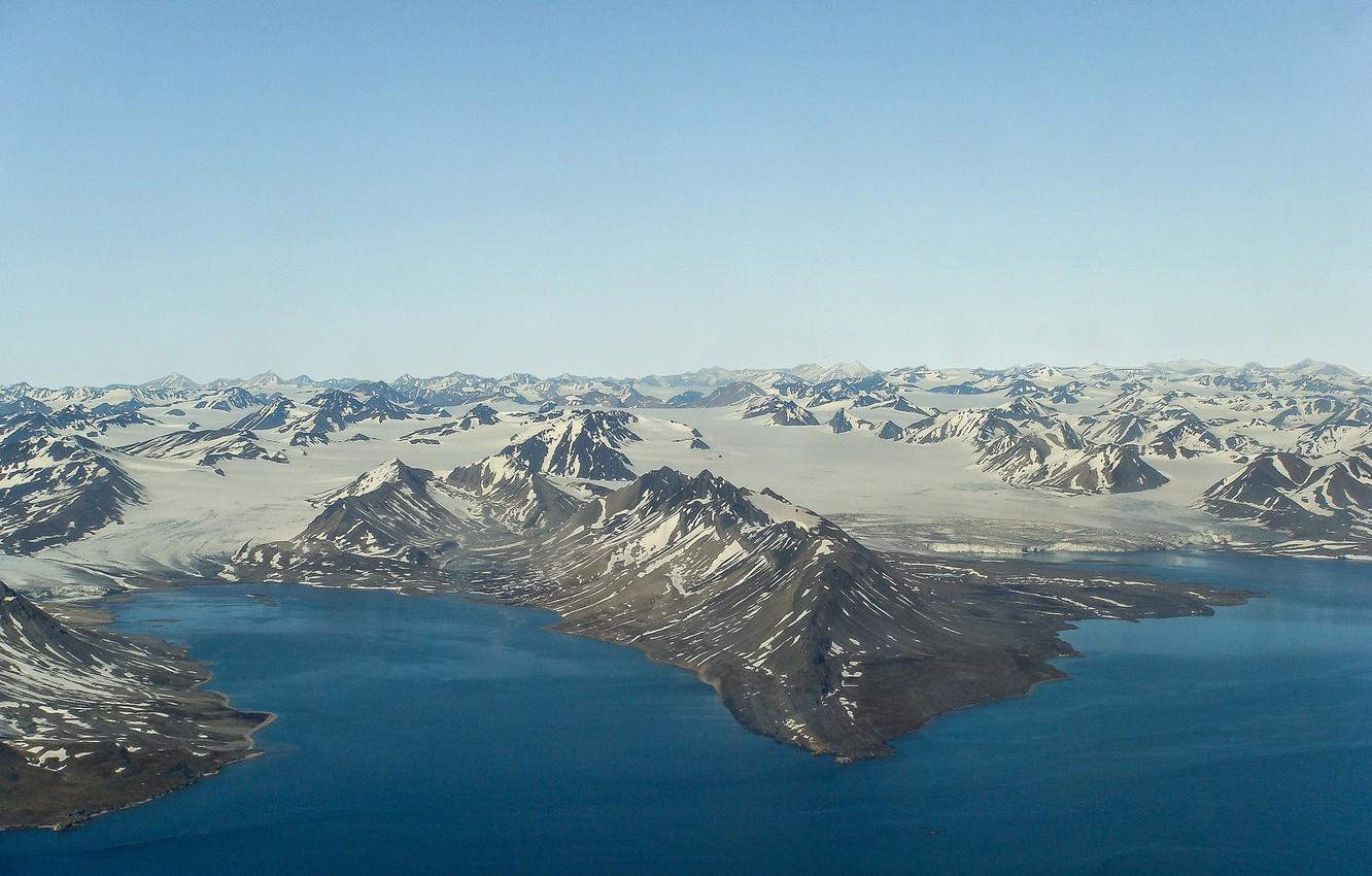 Wallpaper sea, the sky, mountains, shore, horizon, Norway, Svalbard