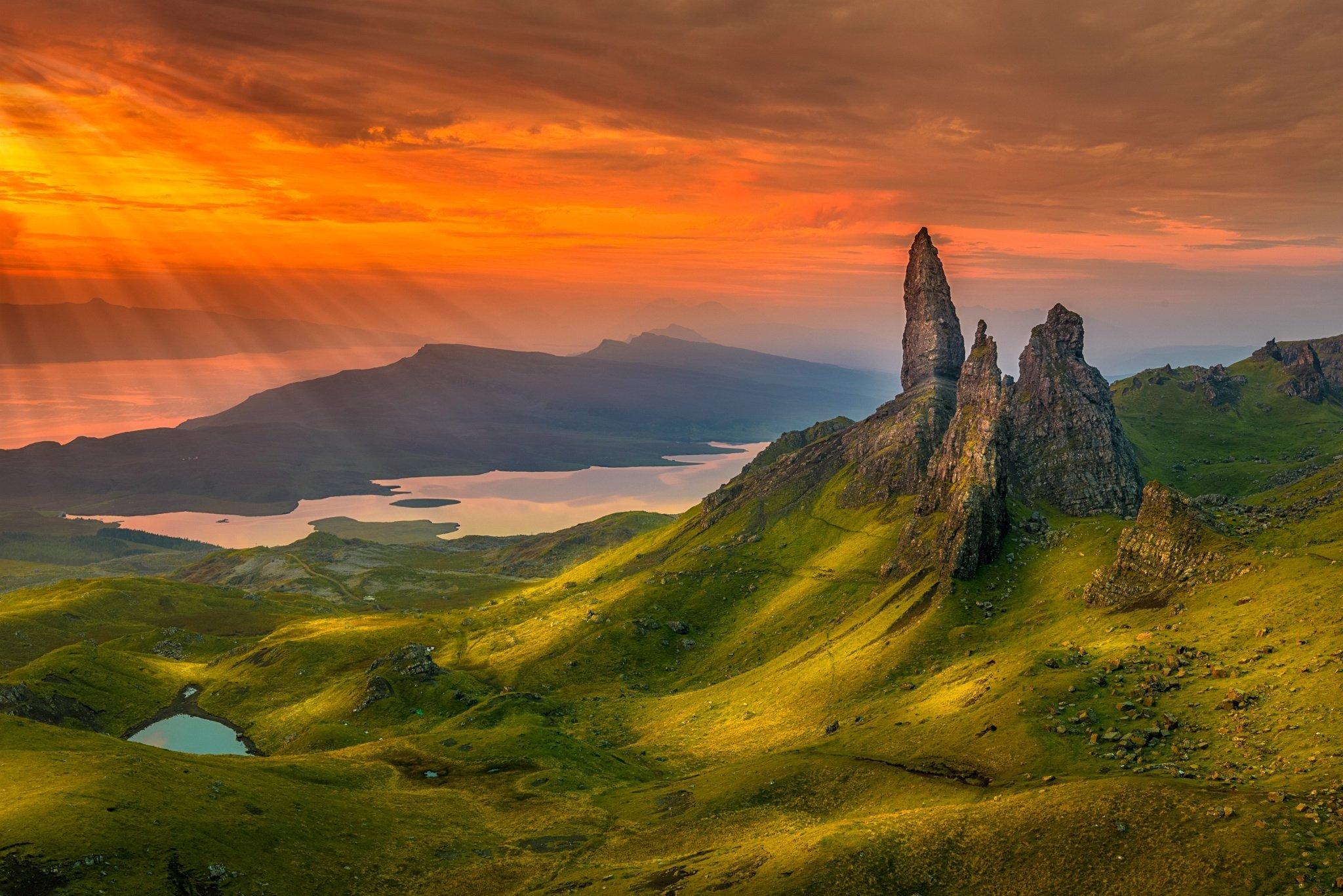 Isle of Skye Scotland mountains rocks lakes landscape wallpaper