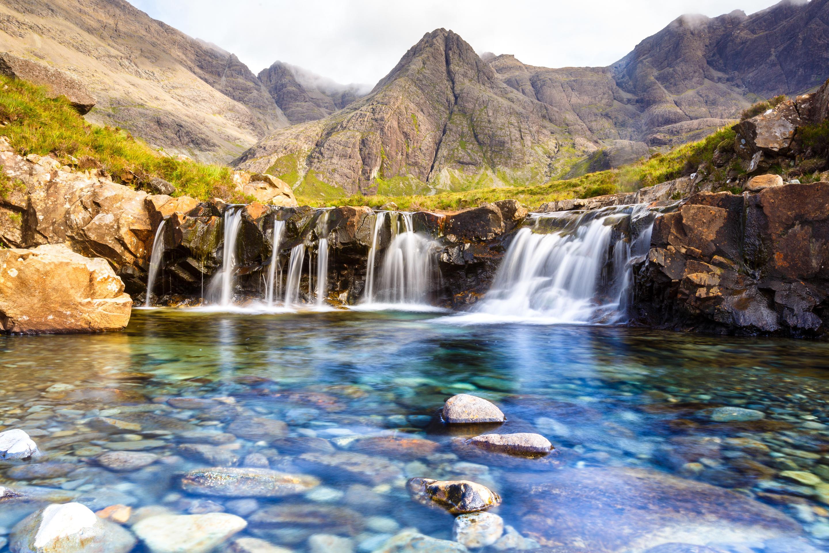 Wallpaper Fairy Pools, Waterfall, Isle of Skye, Scotland, HD, Nature