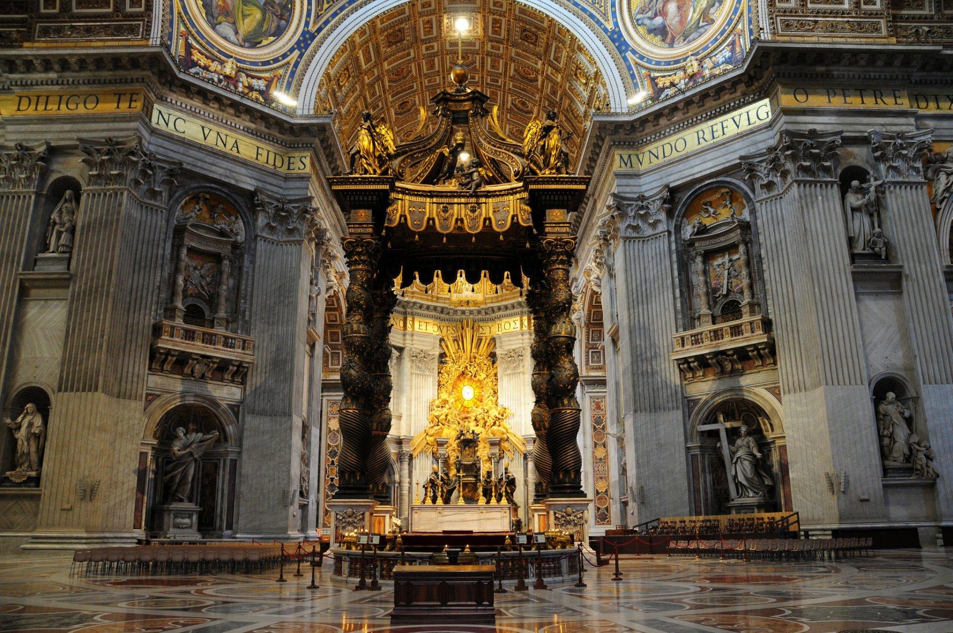 italy rome st. peter's basilica main altar HD wallpaper