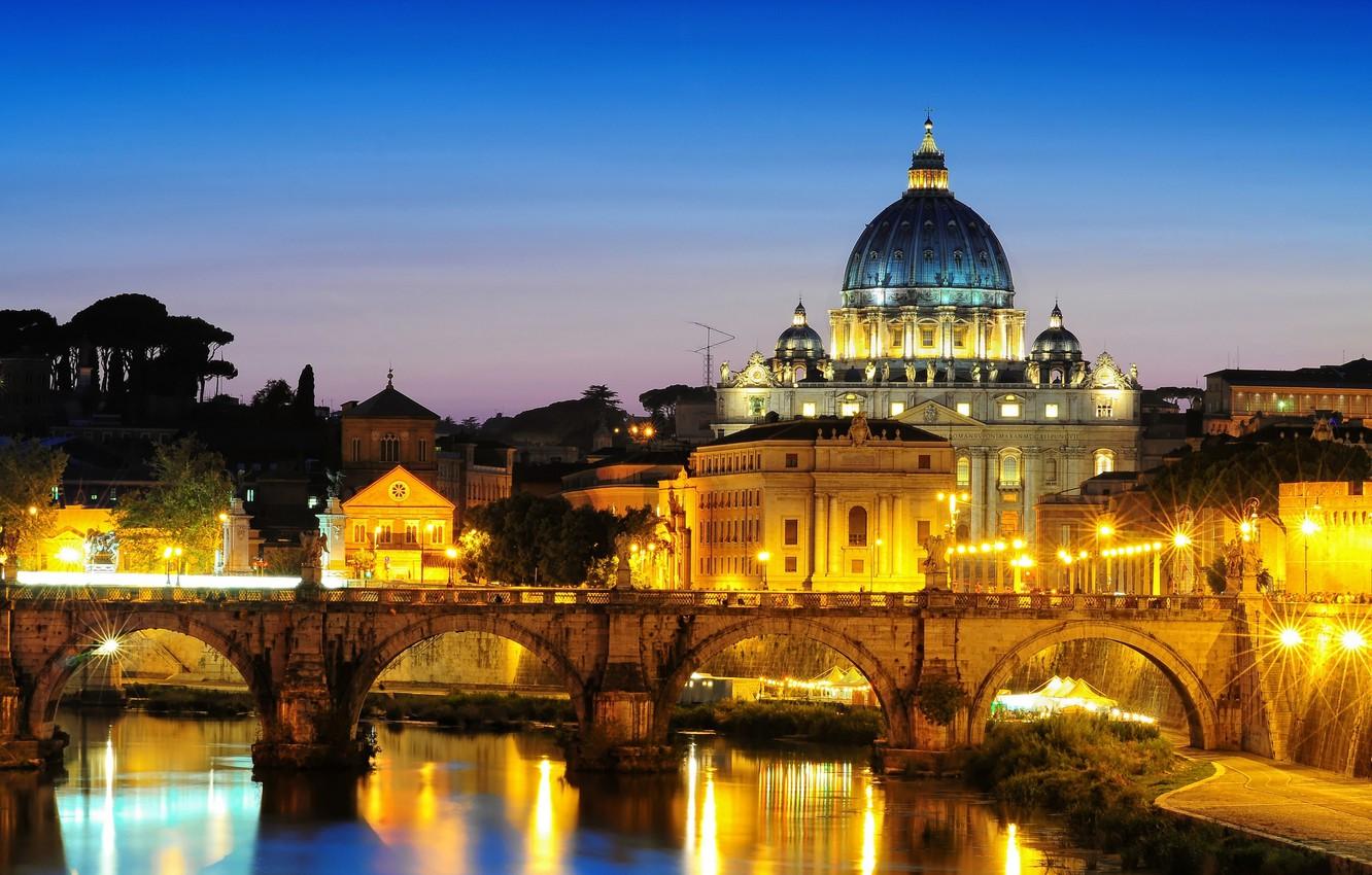 Wallpaper the city, the evening, lighting, Rome, Italy, Rome