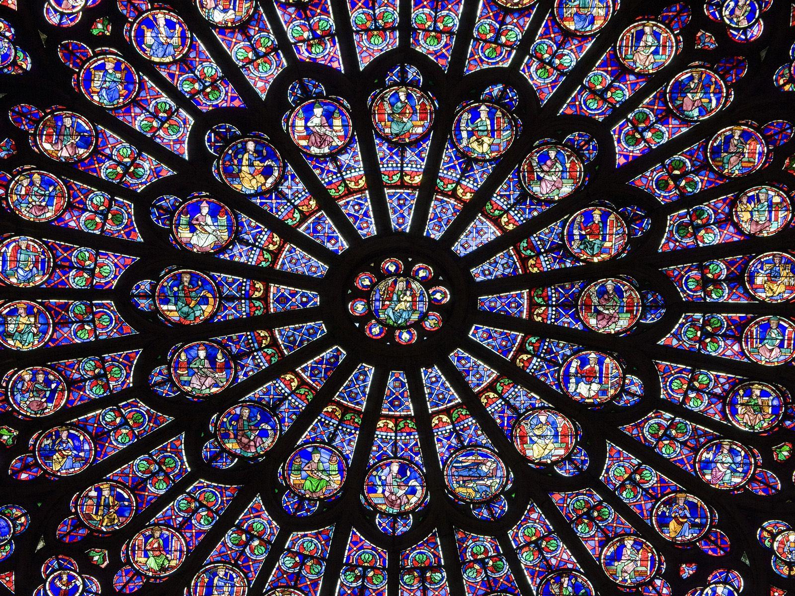 rose window at Notre Dame Cathedral Paris. Girl Scout Day Camp