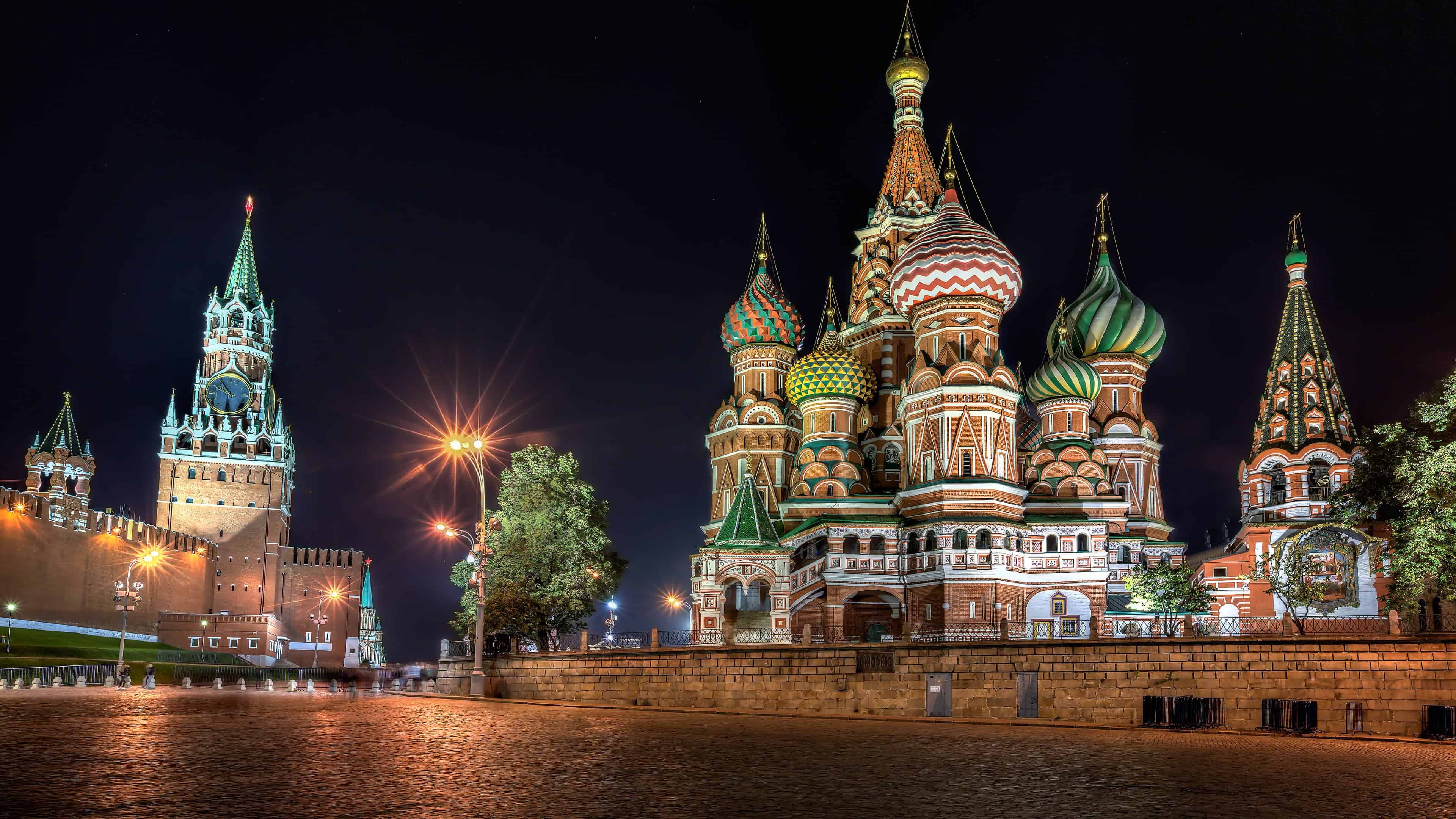 Red Square At Night Moscow Russia UHD 4K Wallpaper