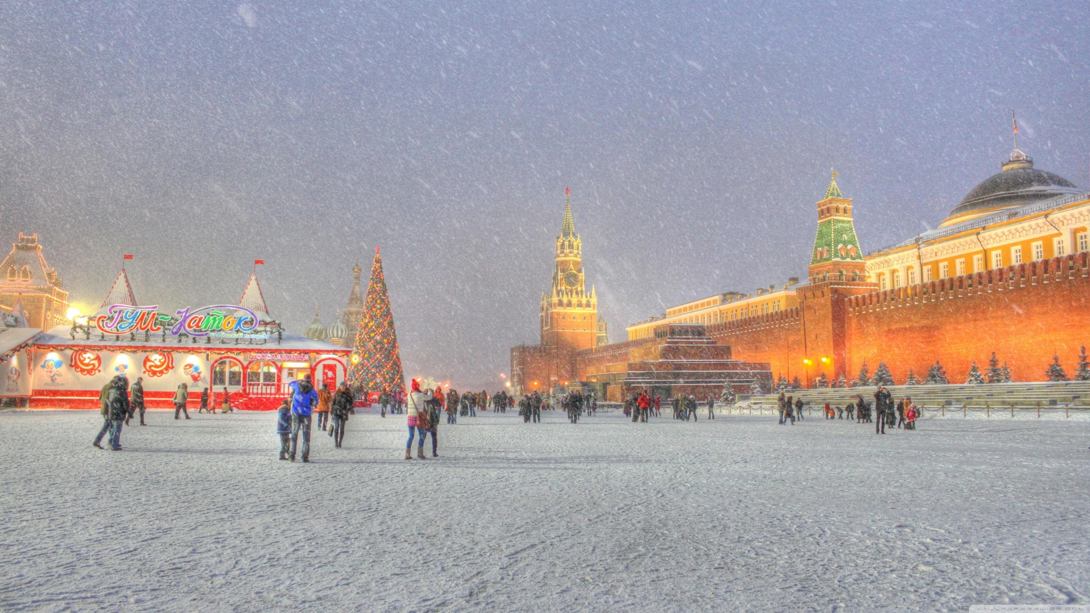 Red Square Moscow Russia Winter Holidays Ultra HD Desktop Background Wallpaper for 4K UHD TV, Multi Display, Dual Monitor, Tablet