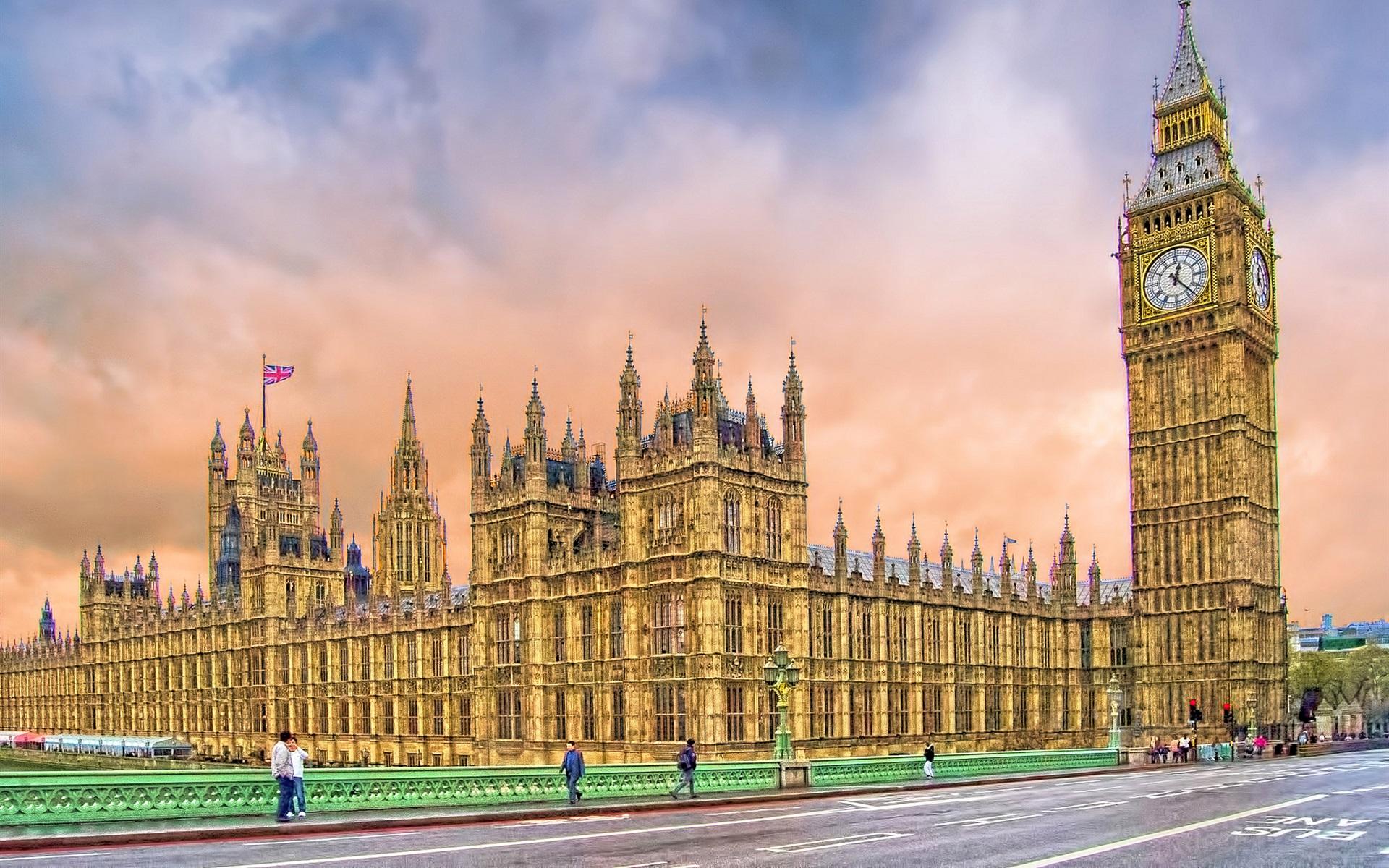 Wallpaper London, Big Ben, tower, street, houses, UK 1920x1200 HD