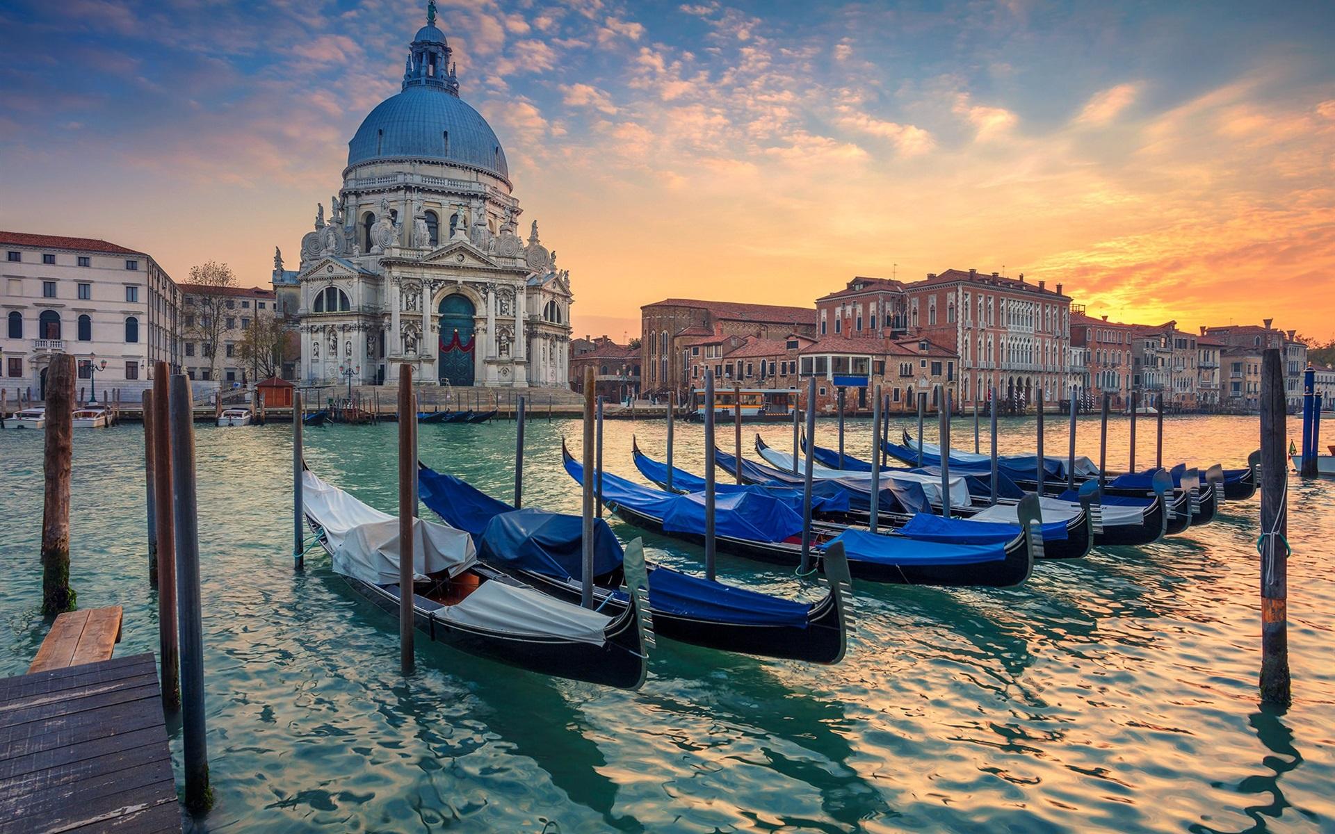Wallpaper Venice, Grand Canal, boats, cathedral, Italy 1920x1200 HD